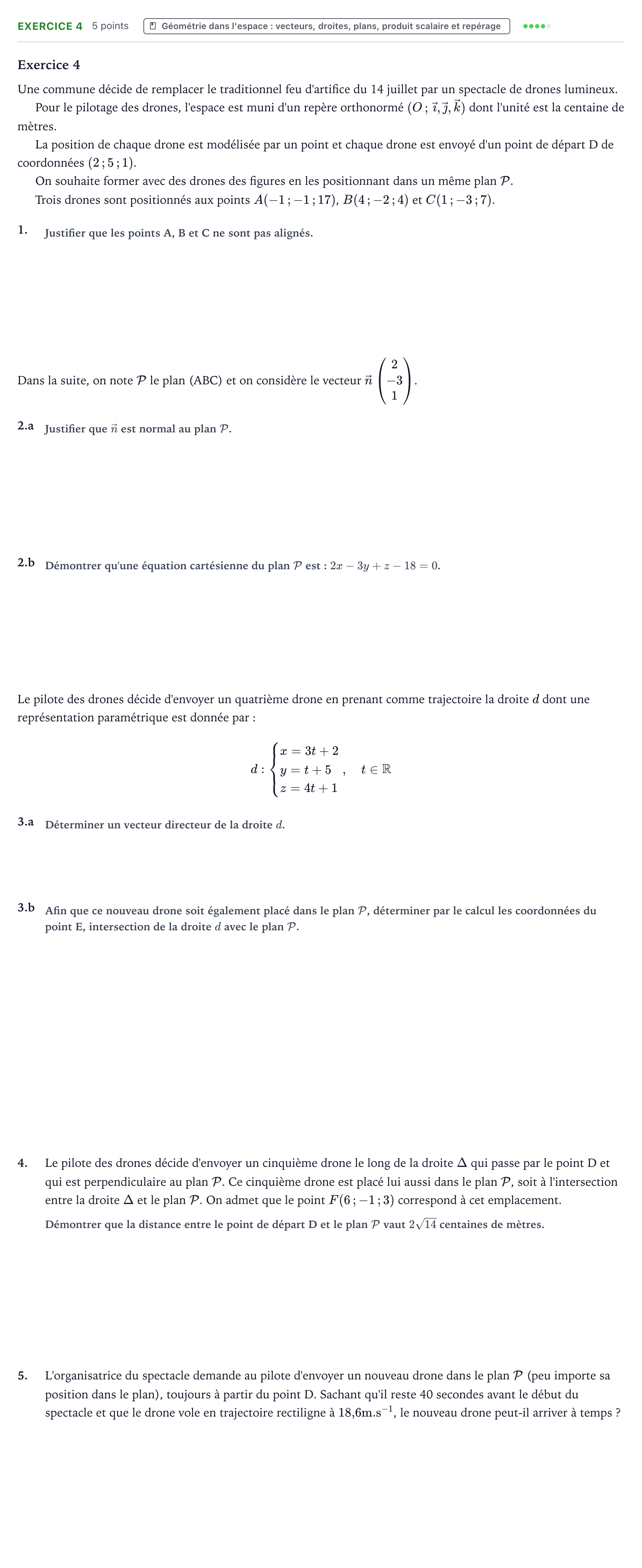 Énoncé: Exercice 4 · Bac Mathématiques Polynésie 2024 (jour 2)