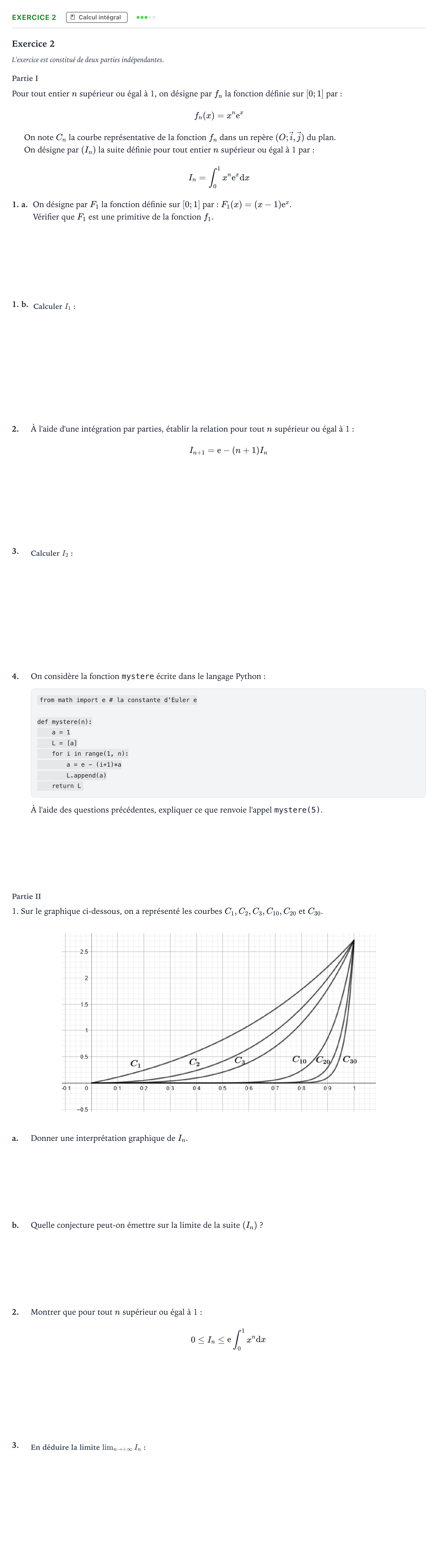 Énoncé: Exercice 2 · Bac Mathématiques Sujets zéro et spécimens sujet 2024 (sujet 1)