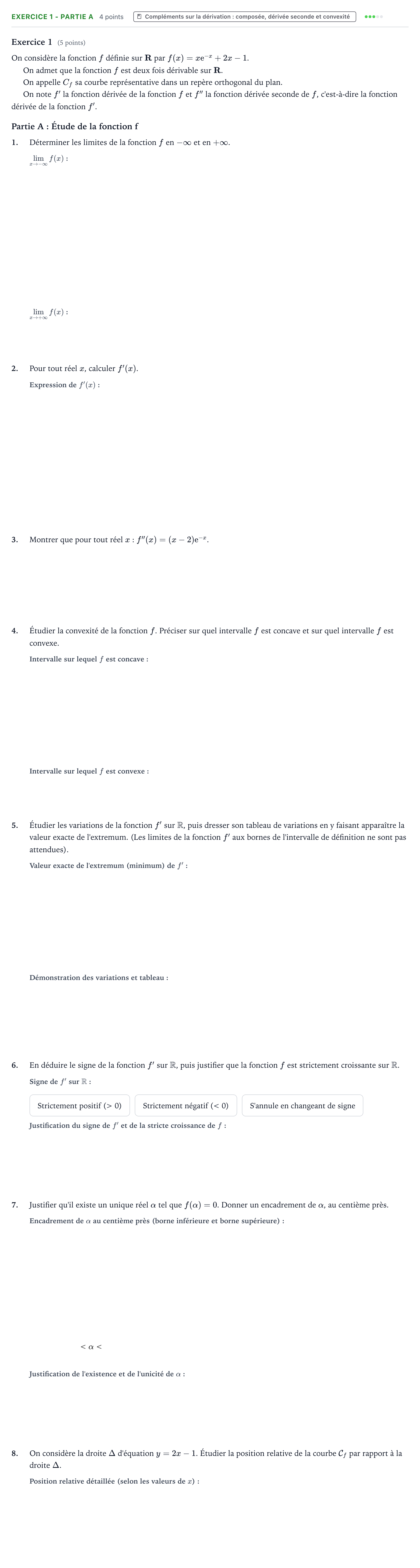 Énoncé: Exercice 1 - Partie A · Bac Mathématiques Amérique du Nord 2025 (jour 2 bis)