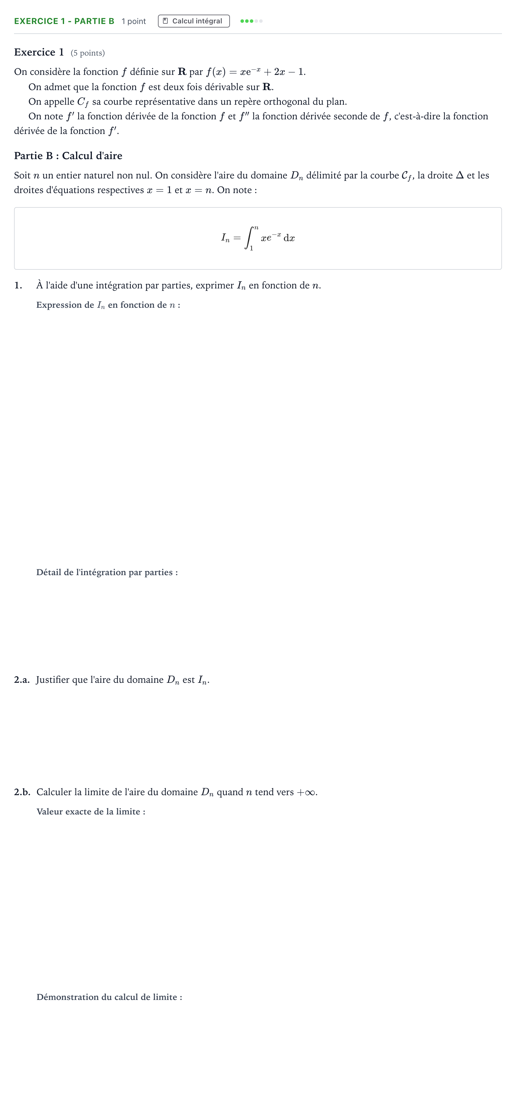 Énoncé: Exercice 1 - Partie B · Bac Mathématiques Amérique du Nord 2025 (jour 2 bis)