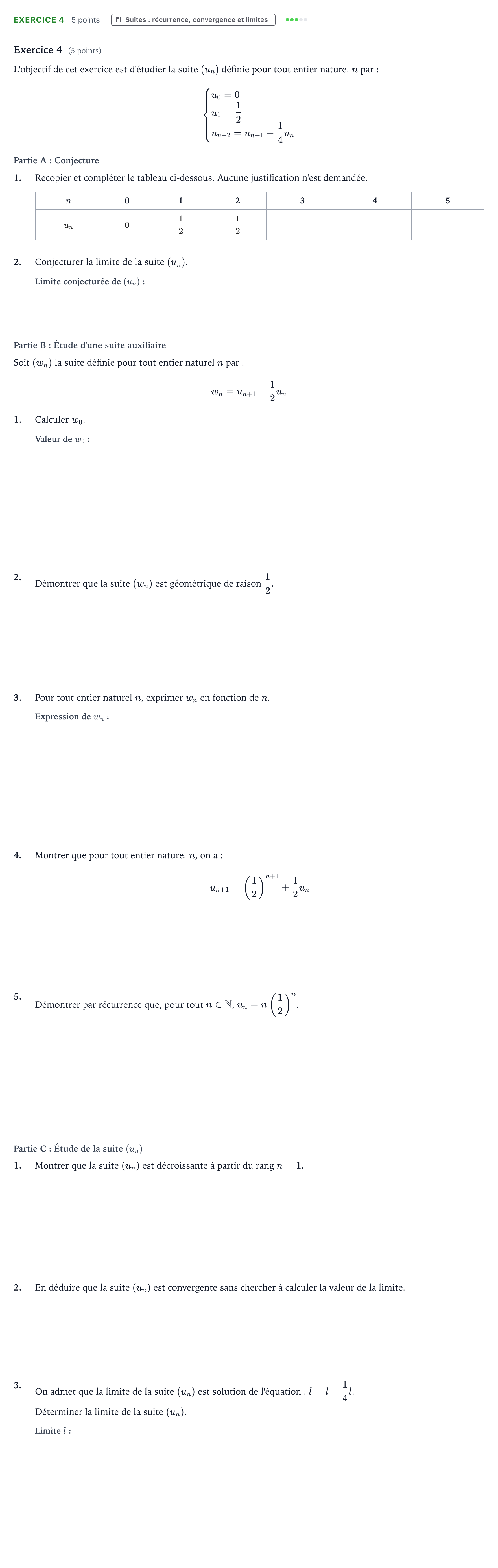 Énoncé: Exercice 4 · Bac Mathématiques Amérique du Nord 2025 (jour 2 bis)
