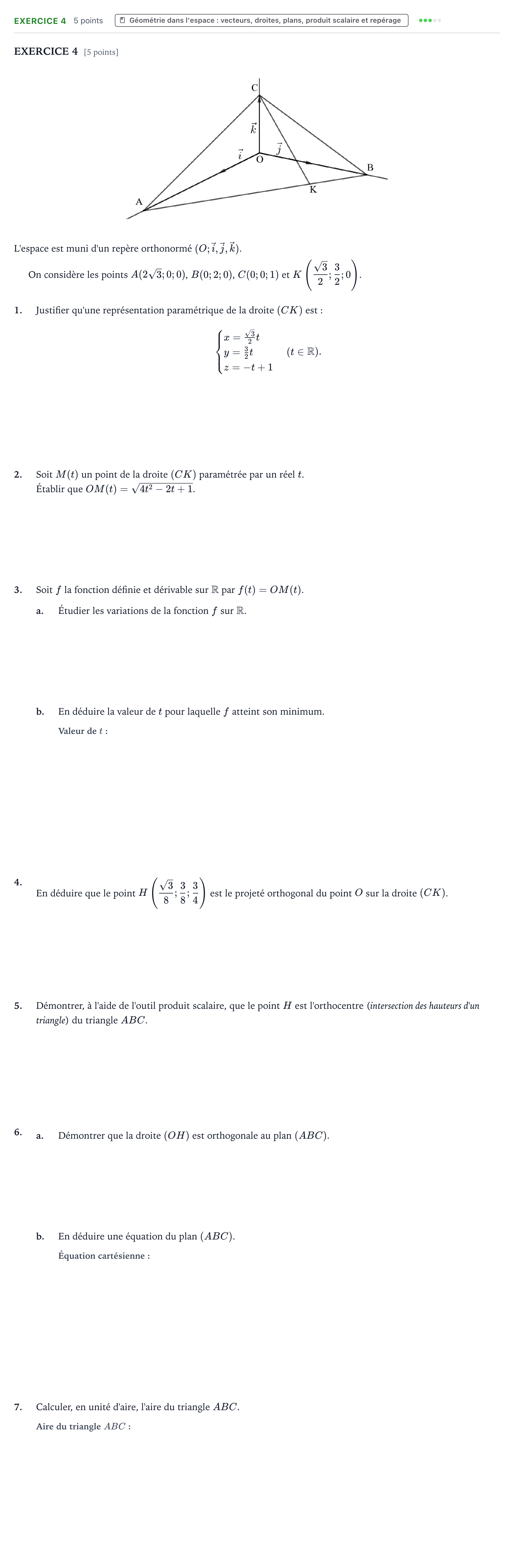 Énoncé: Exercice 4 · Bac Mathématiques Amérique du Sud 2025 (jour 1)