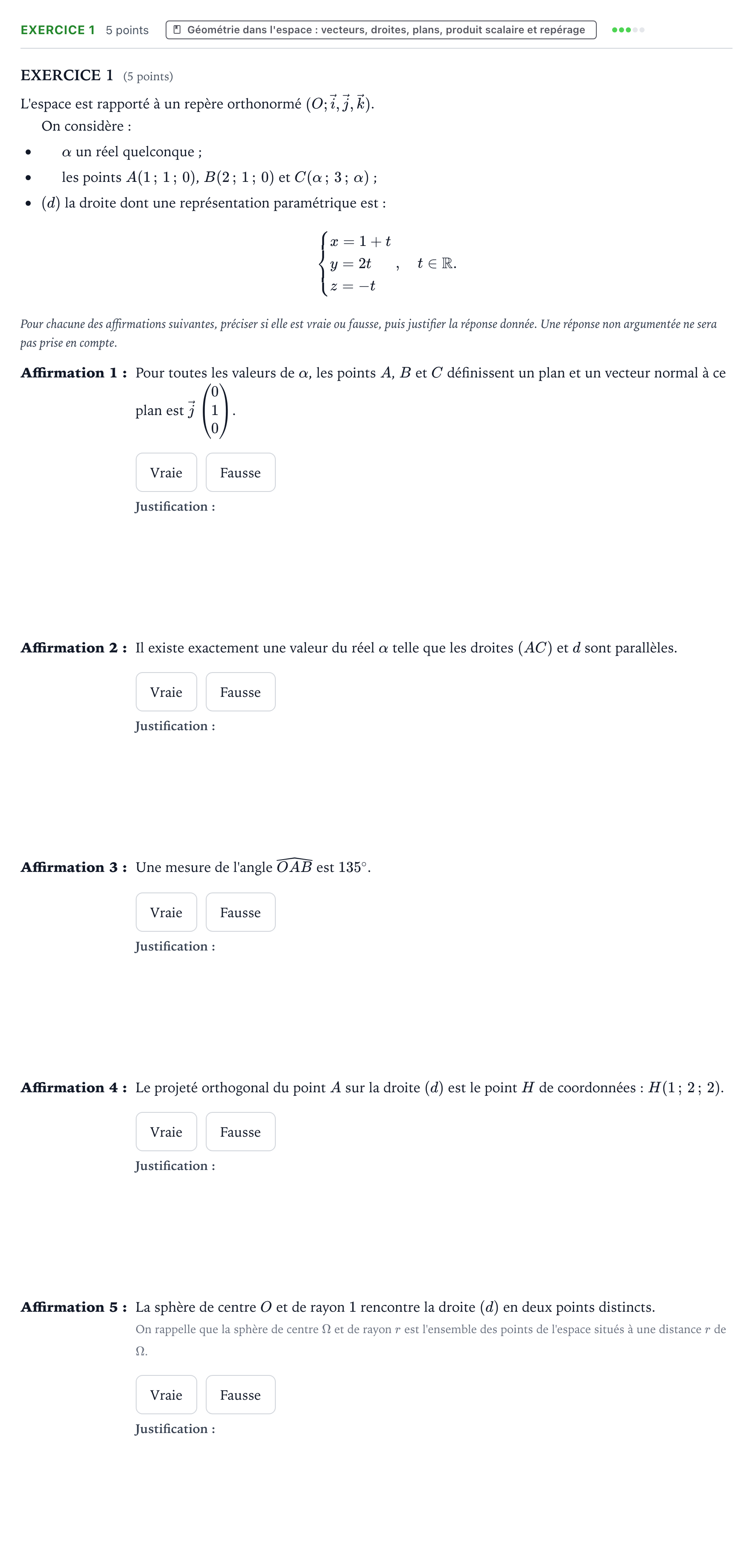 Énoncé: Exercice 1 · Bac Mathématiques Asie 2025 (jour 1)