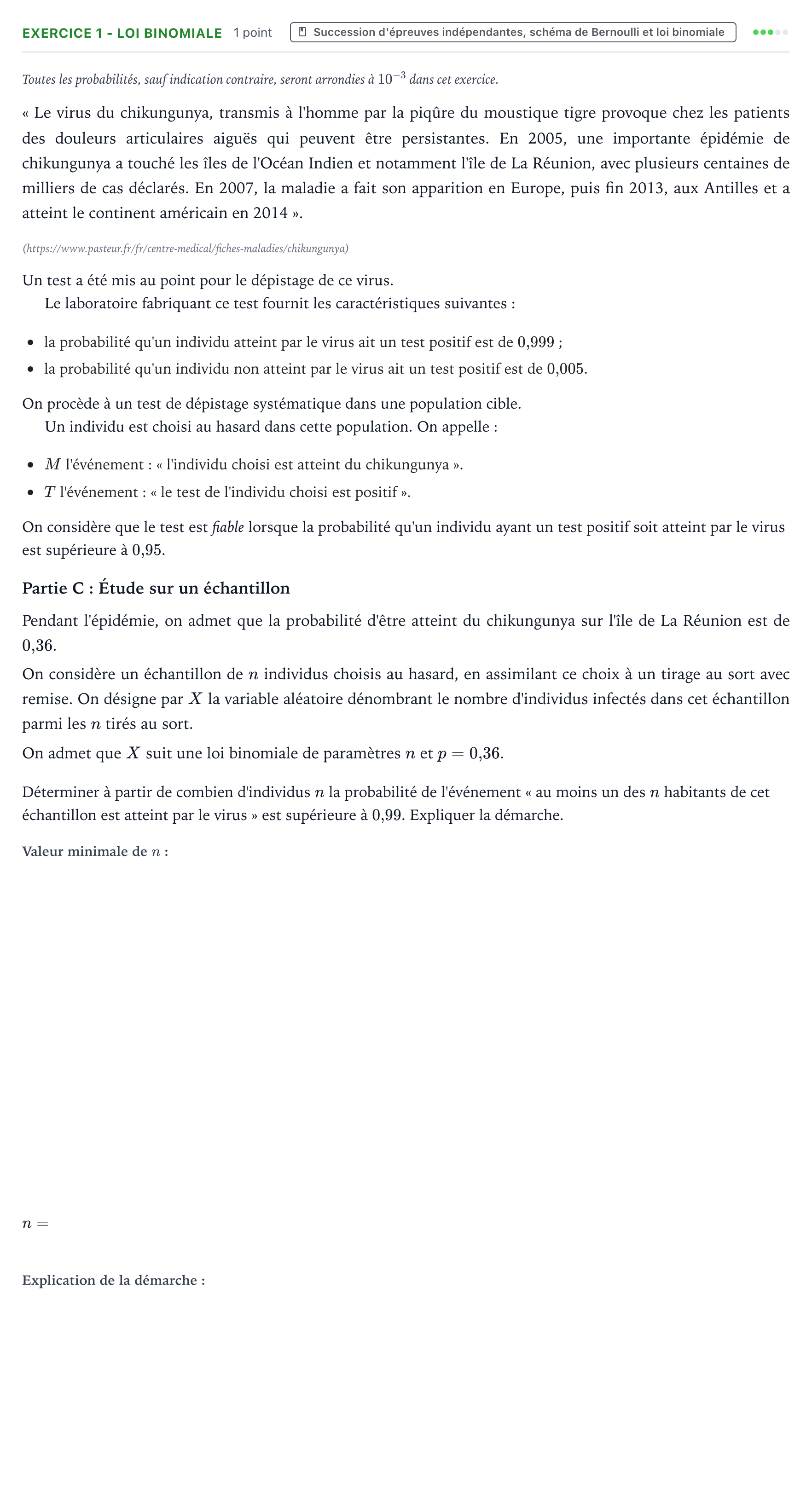 Énoncé: Exercice 1 - Loi binomiale · Bac Mathématiques Asie 2025 (jour 2)