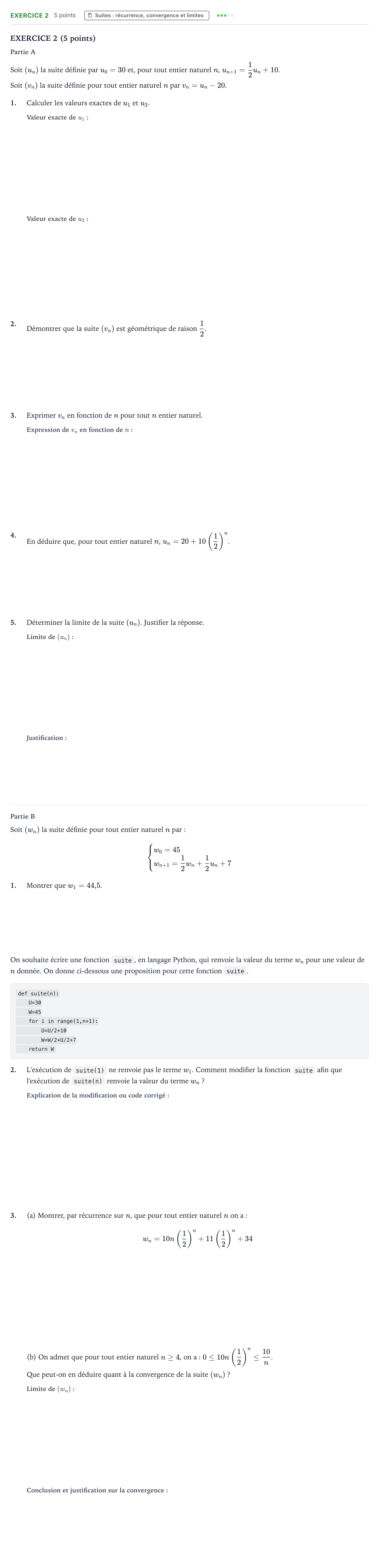 Énoncé: Exercice 2 · Bac Mathématiques Asie 2025 (jour 2)