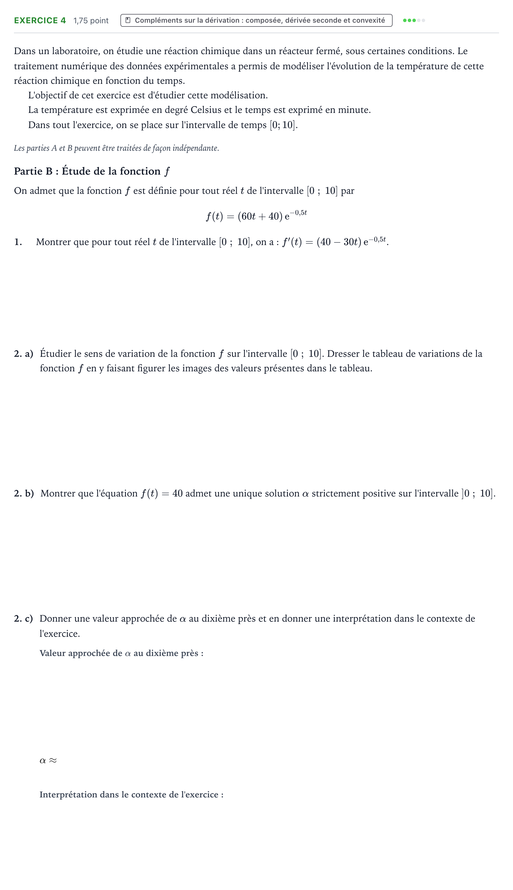Énoncé: Exercice 4 - Compléments sur la dérivation · Bac Mathématiques Asie 2025 (jour 2)