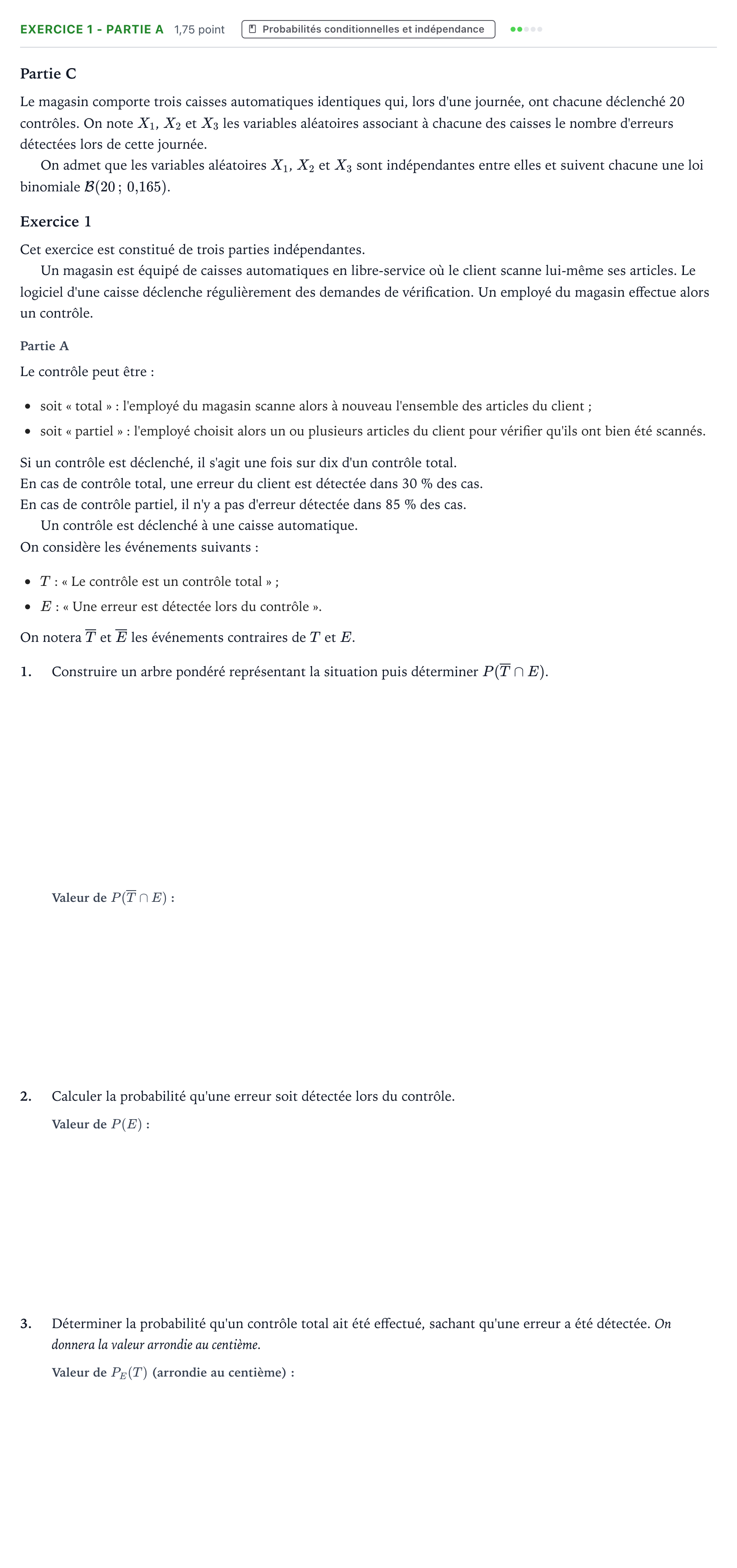 Énoncé: Exercice 1 - Partie A · Bac Mathématiques Centres étrangers (Afrique) 2025 (jour 1)