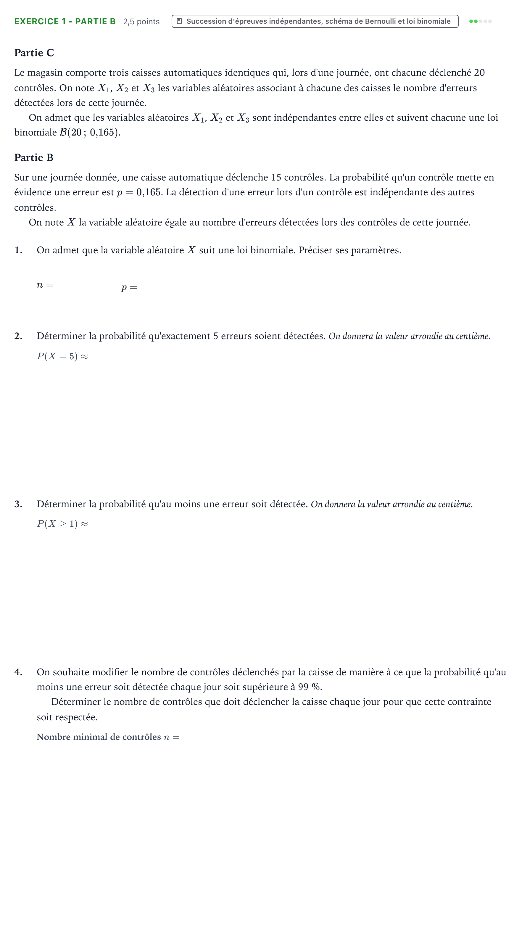 Énoncé: Exercice 1 - Partie B · Bac Mathématiques Centres étrangers (Afrique) 2025 (jour 1)