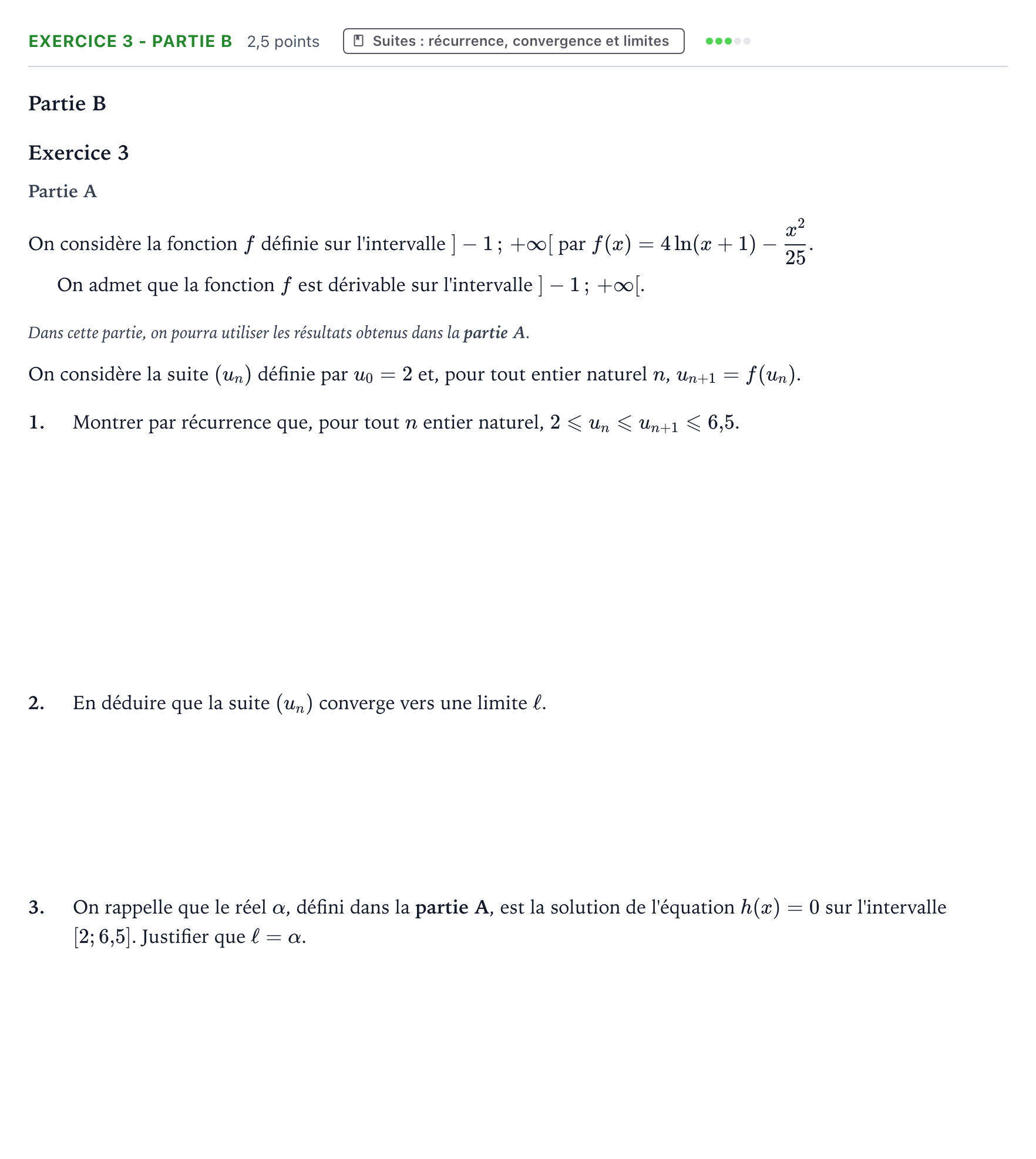 Énoncé: Exercice 3 - Partie B · Bac Mathématiques Centres étrangers (Afrique) 2025 (jour 1)
