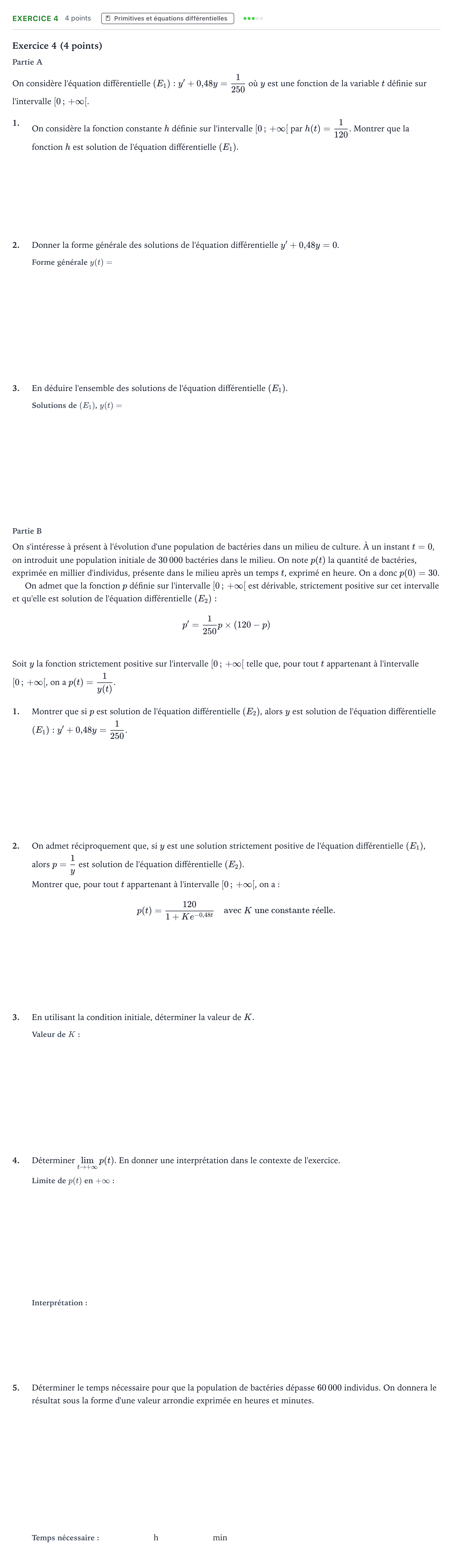 Énoncé: Exercice 4 · Bac Mathématiques Centres étrangers (Afrique) 2025 (jour 1)