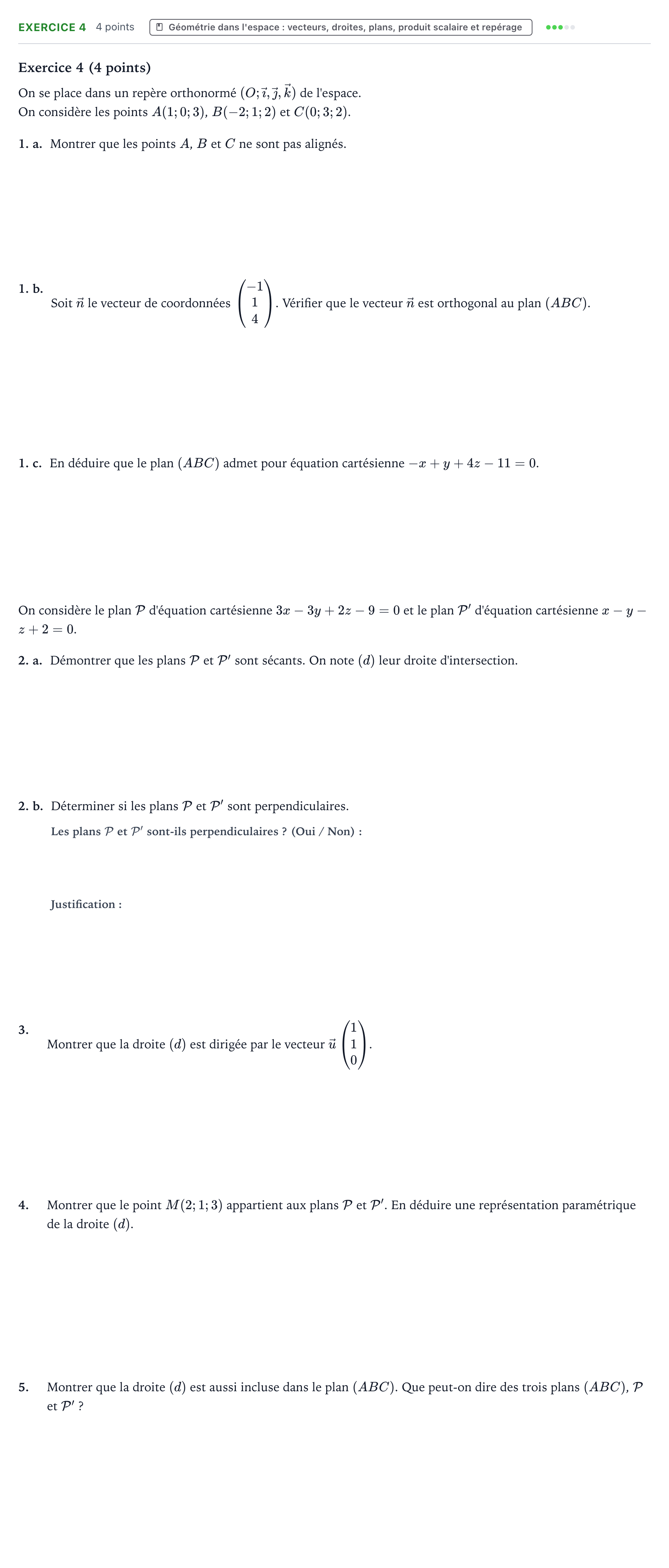 Énoncé: Exercice 4 · Bac Mathématiques Centres étrangers (Afrique) 2025 (jour 2)