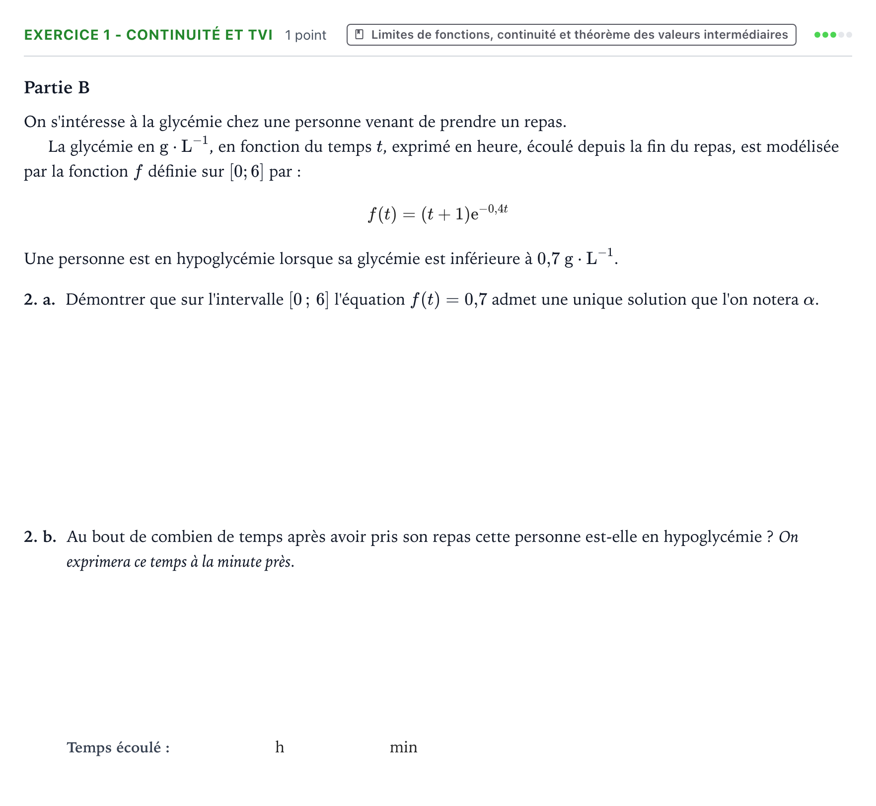 Énoncé: Exercice 1 - Continuité et TVI · Bac Mathématiques Métropole 1 remplacement 2025