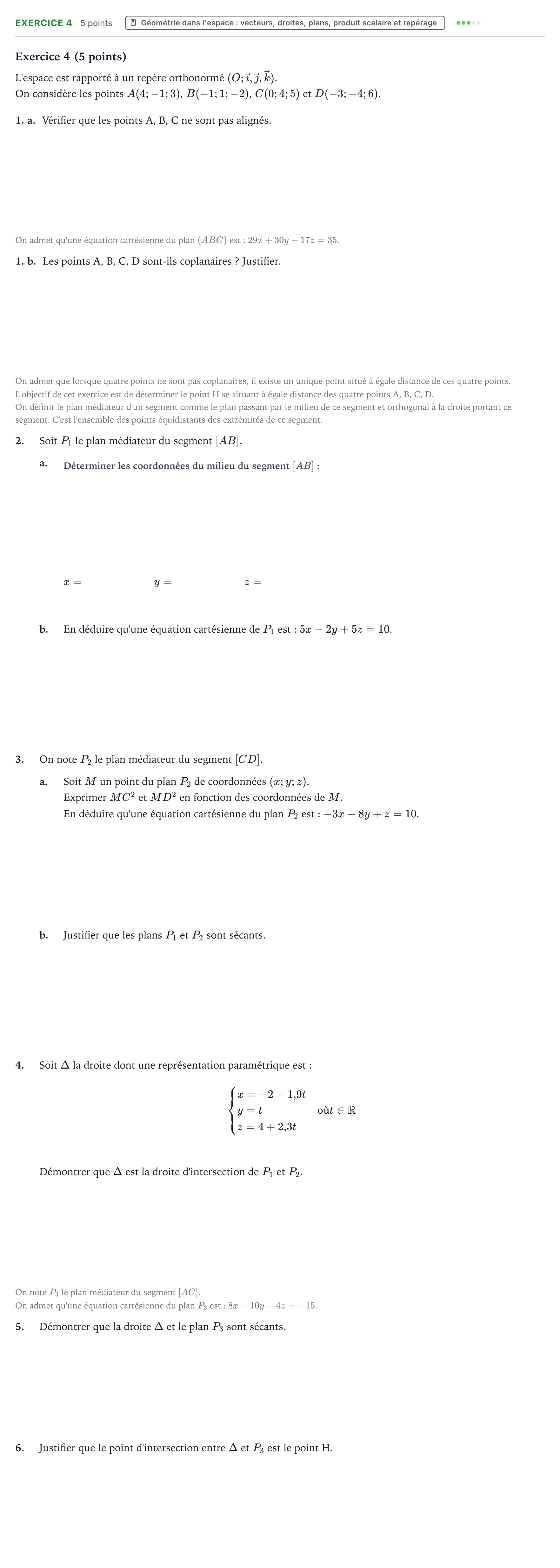 Énoncé: Exercice 4 · Bac Mathématiques Métropole 2 remplacement 2025