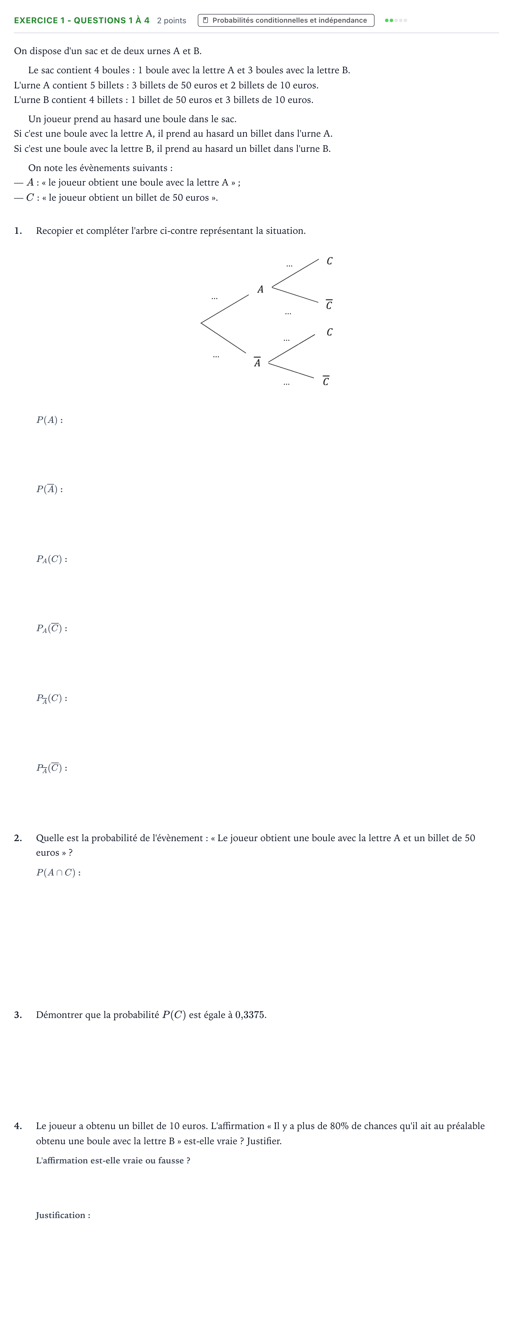 Énoncé: Exercice 1 - Questions 1 à 4 · Bac Mathématiques Nouvelle-Calédonie 2025 (jour 1)