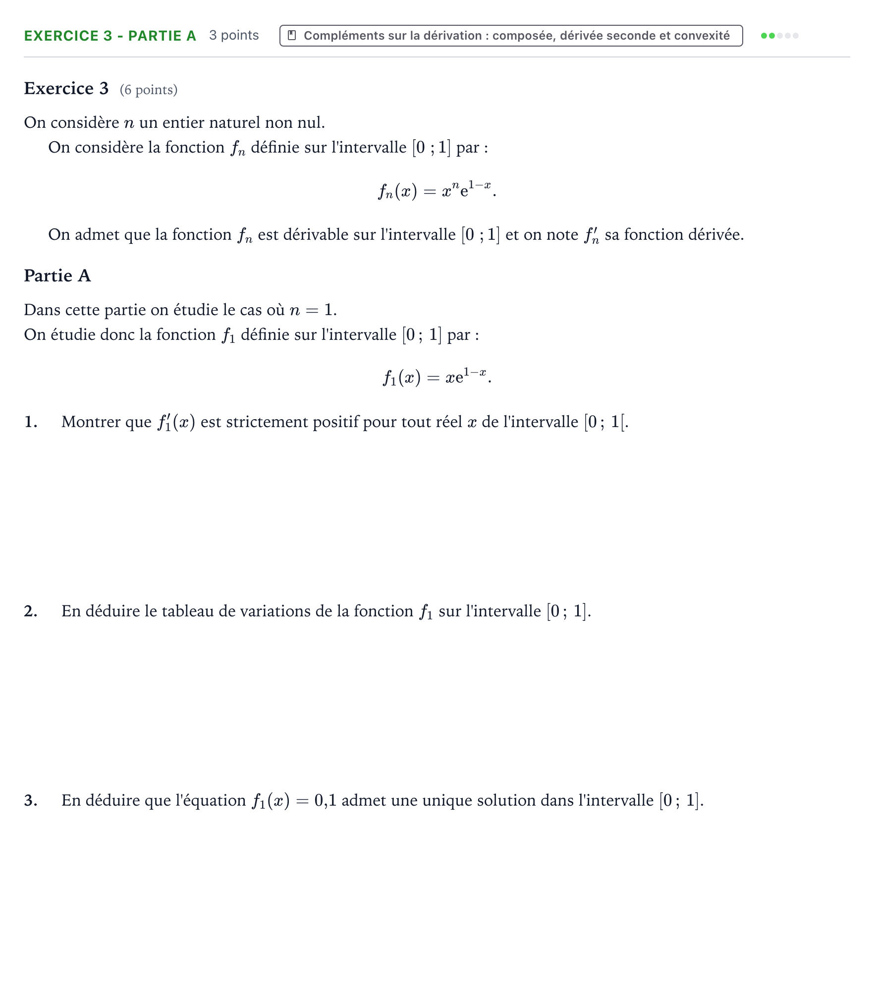 Énoncé: Exercice 3 - Partie A · Bac Mathématiques Nouvelle-Calédonie 2025 (jour 1)