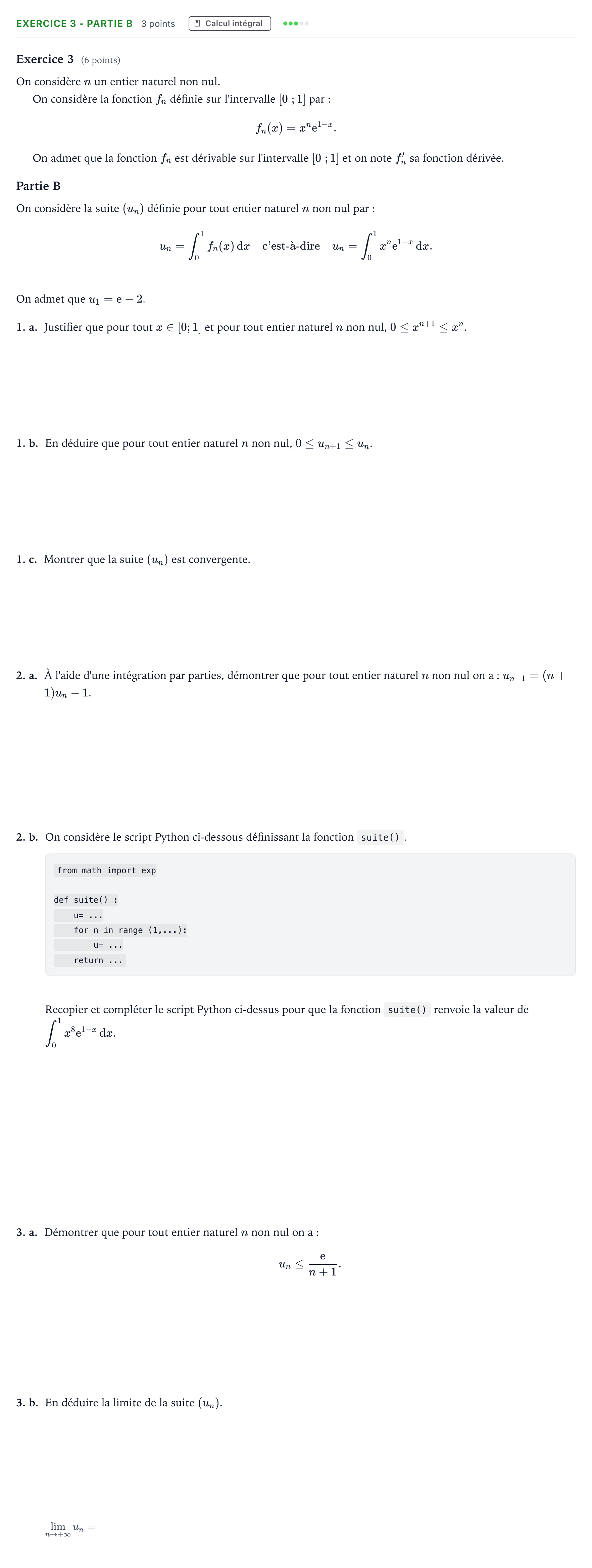 Énoncé: Exercice 3 - Partie B · Bac Mathématiques Nouvelle-Calédonie 2025 (jour 1)