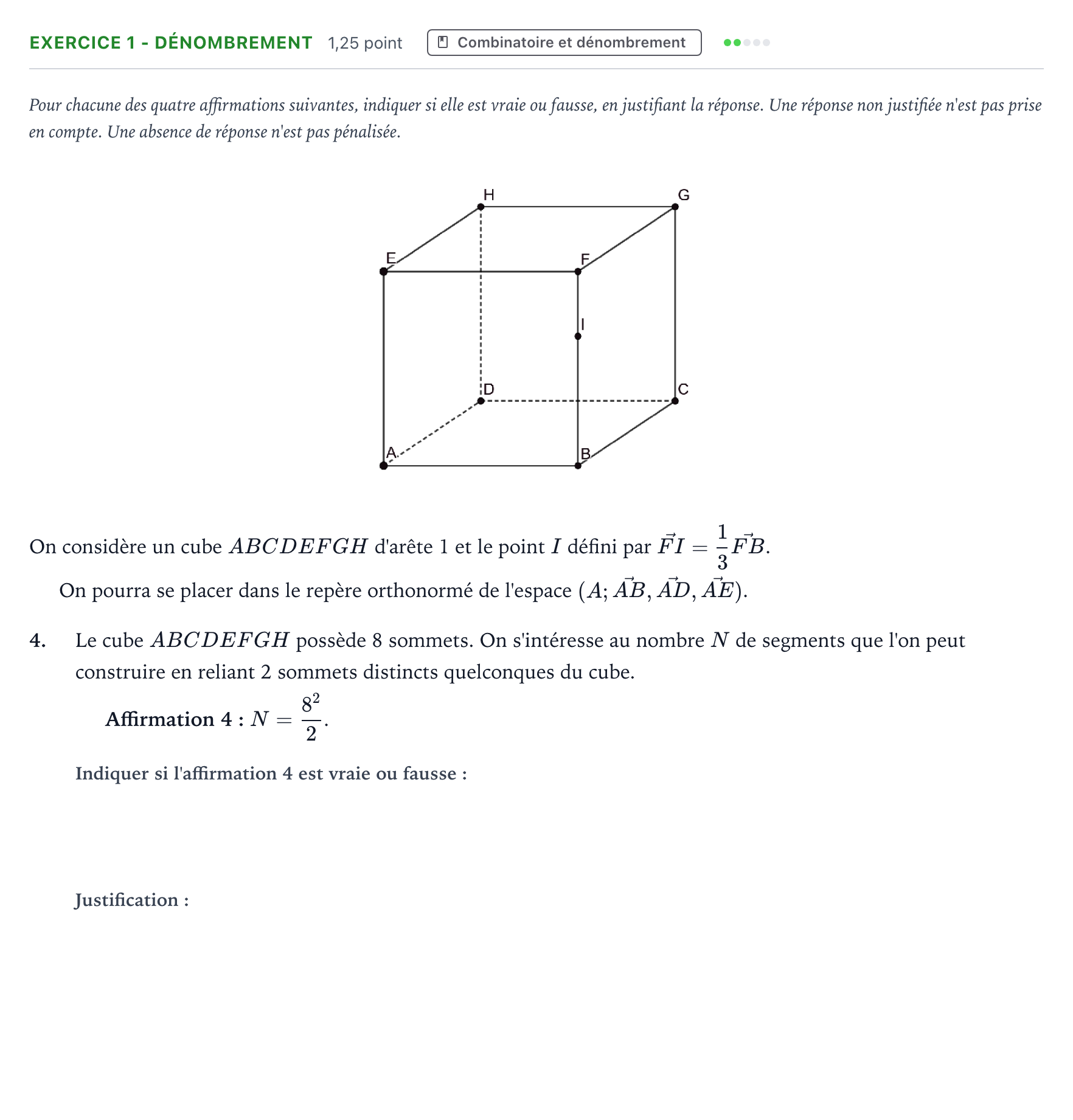 Énoncé: Exercice 1 - Dénombrement · Bac Mathématiques Nouvelle-Calédonie 2025 (jour 2)