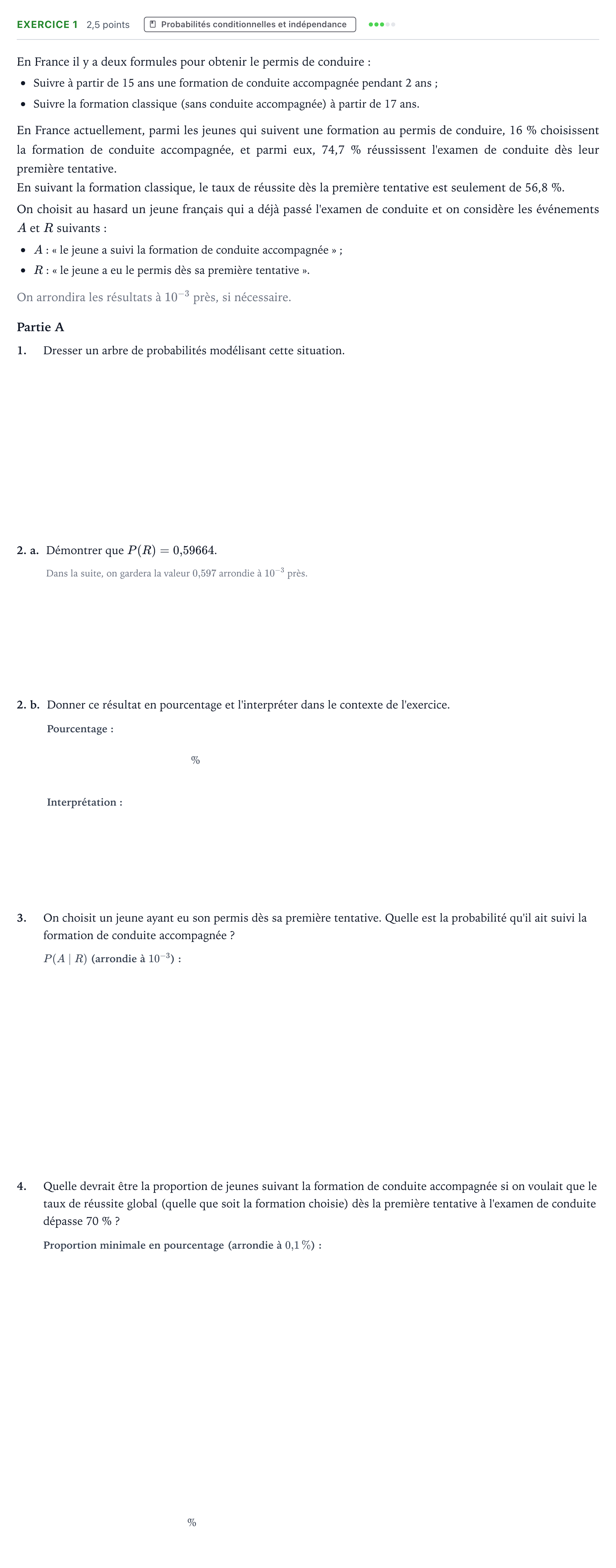 Énoncé: Exercice 1 - Probabilités conditionnelles · Bac Mathématiques Polynésie jour 1 - Remplacement 2025
