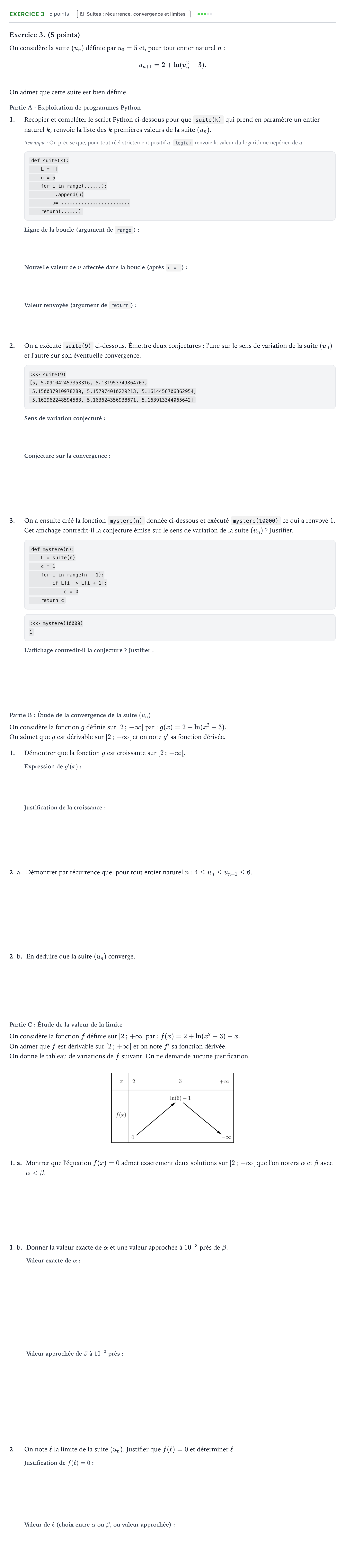 Énoncé: Exercice 3 · Bac Mathématiques Polynésie jour 1 - Remplacement 2025