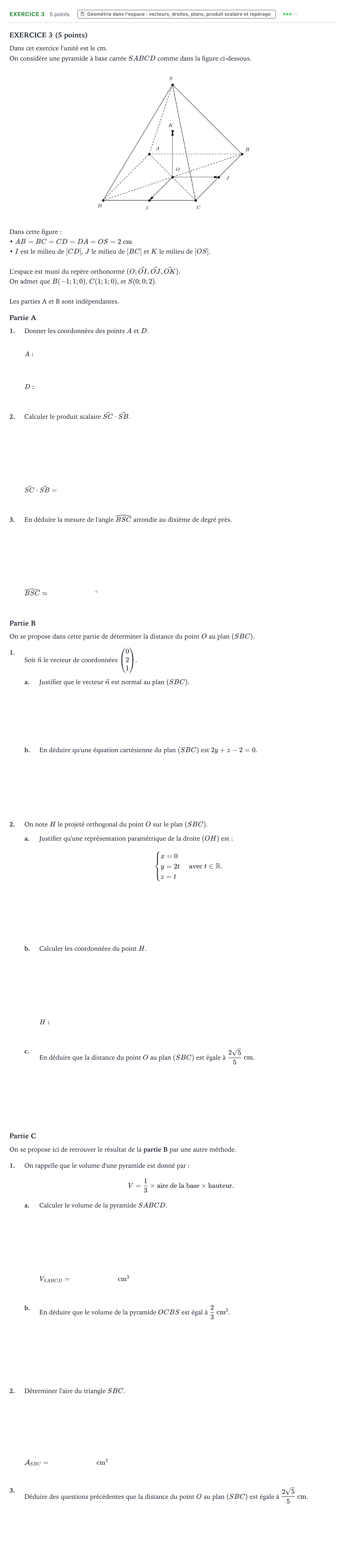 Énoncé: Exercice 3 · Bac Mathématiques Amérique du Nord 2026 (jour 1)