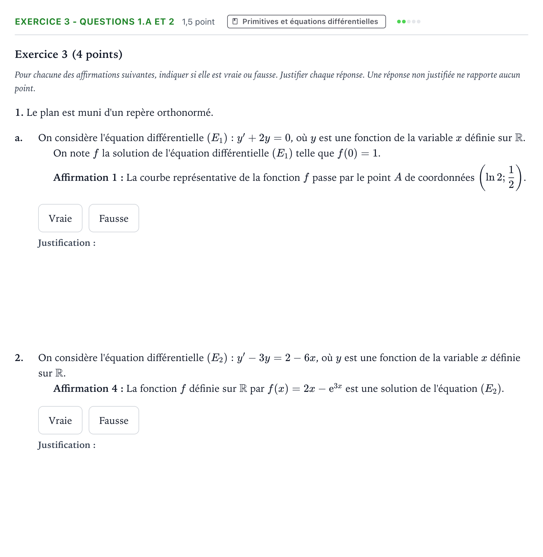Énoncé: Exercice 3 - Questions 1.a et 2 · Bac Mathématiques Antilles-Guyane 2026 (jour 2)