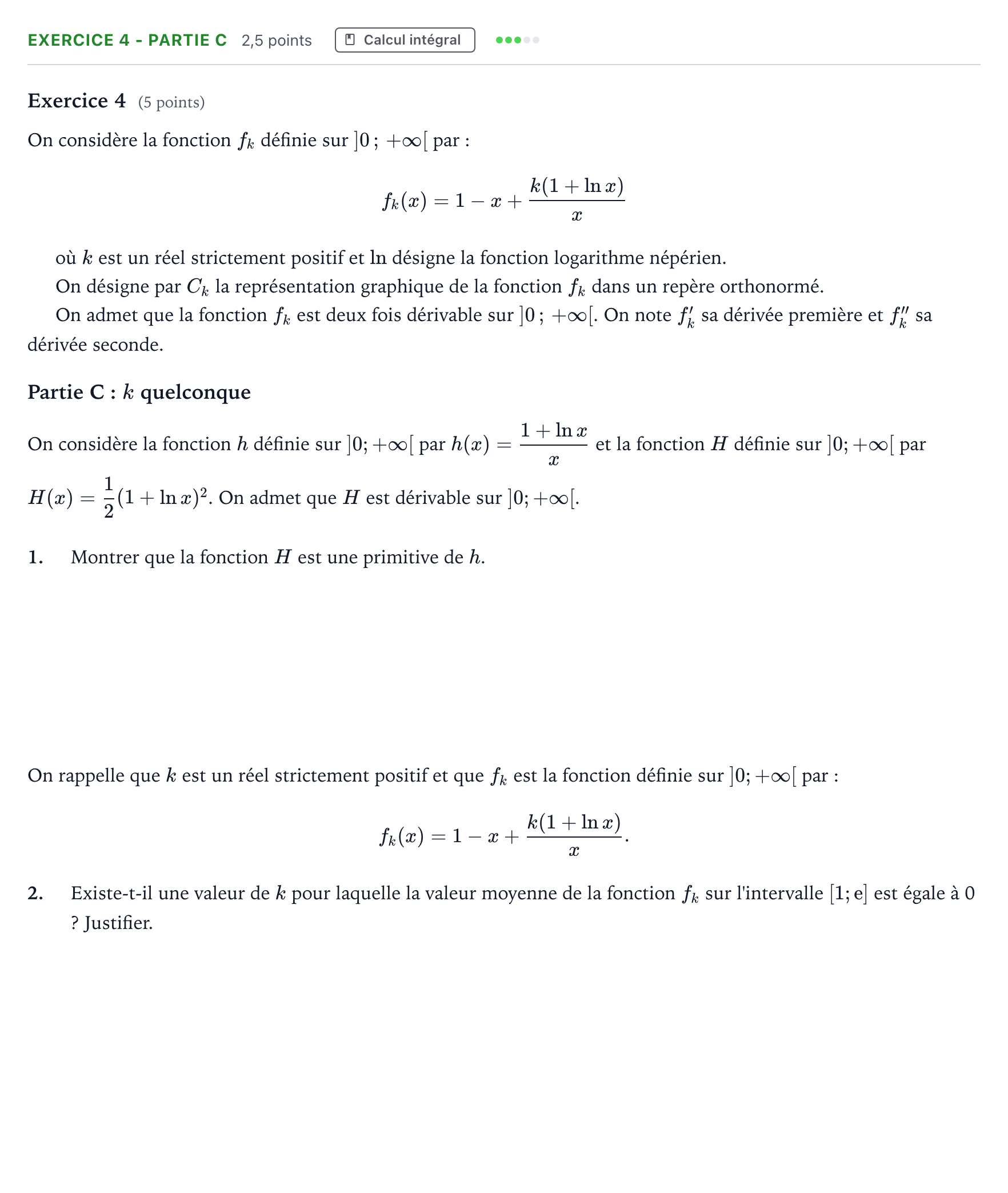 Énoncé: Exercice 4 - Partie C · Bac Mathématiques Antilles-Guyane 2026 (jour 2)