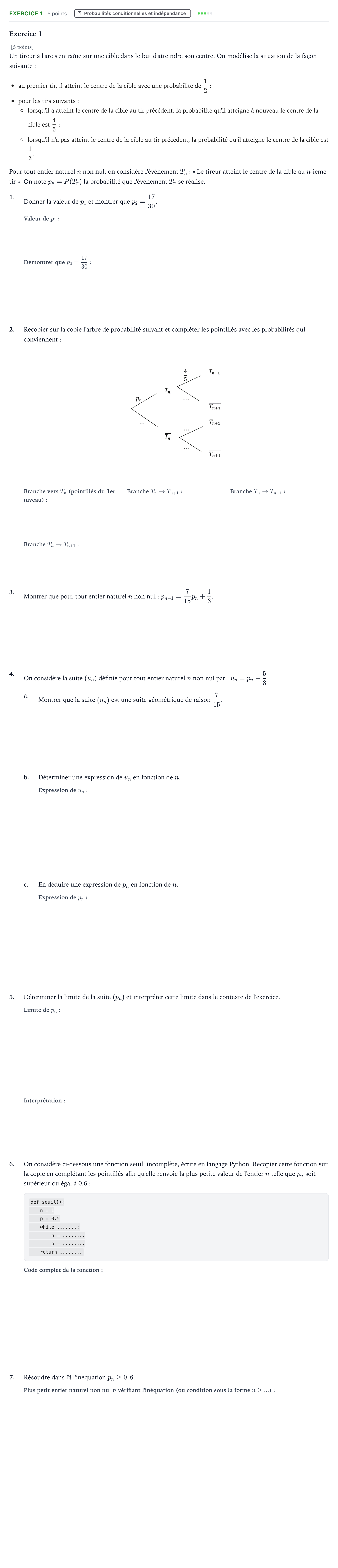 Énoncé: Exercice 1 · Bac Mathématiques Asie 2026 (jour 1)