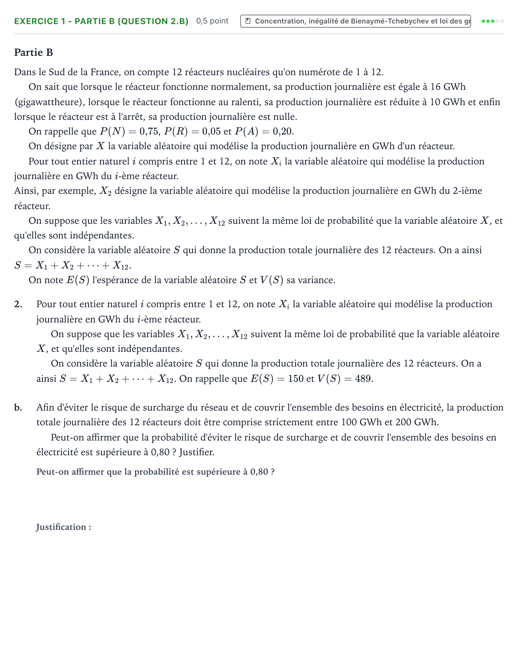 Énoncé: Exercice 1 - Partie B (question 2.b) · Bac Mathématiques Antilles-Guyane 2026 (jour 1)