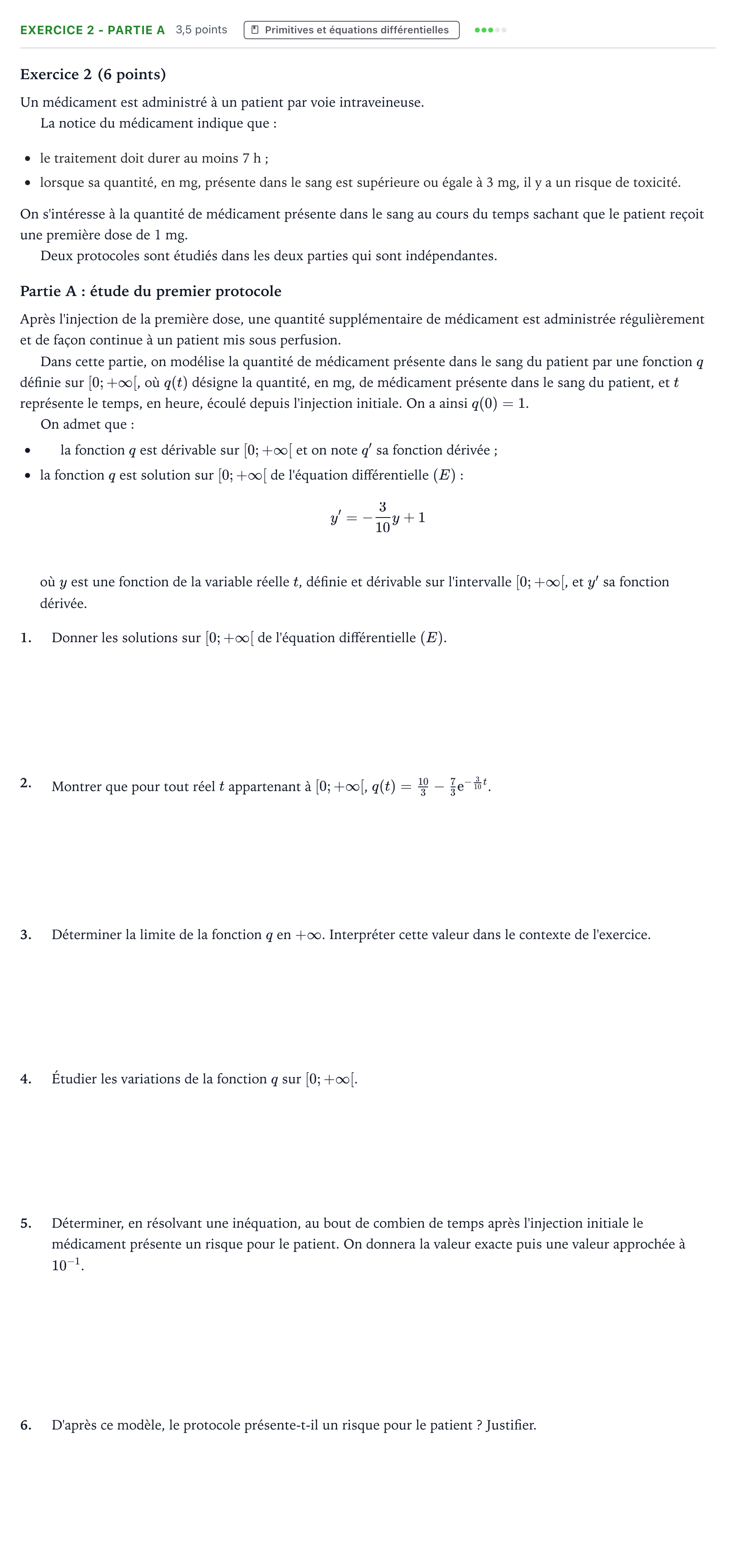 Énoncé: Exercice 2 - Partie A · Bac Mathématiques Antilles-Guyane 2026 (jour 1)