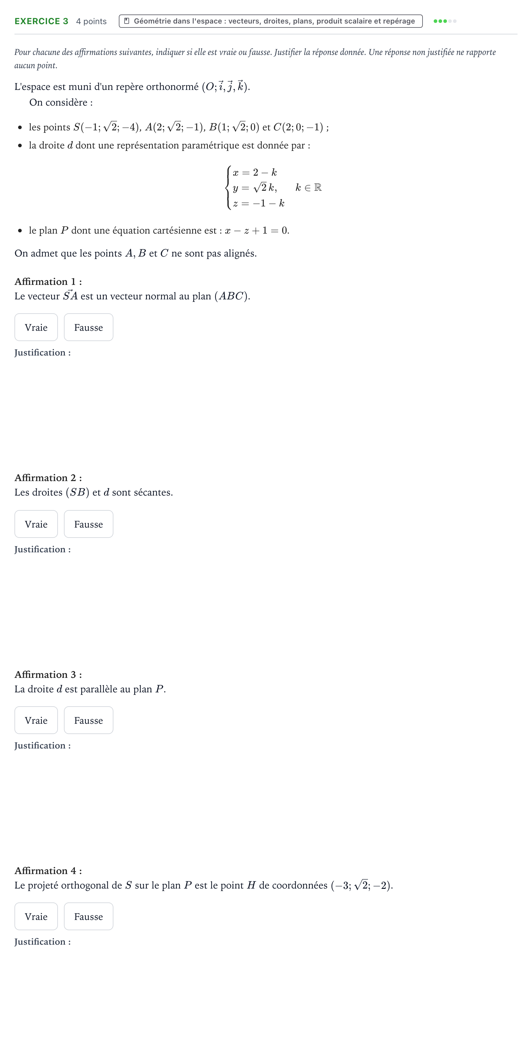 Énoncé: Exercice 3 · Bac Mathématiques Antilles-Guyane 2026 (jour 1)