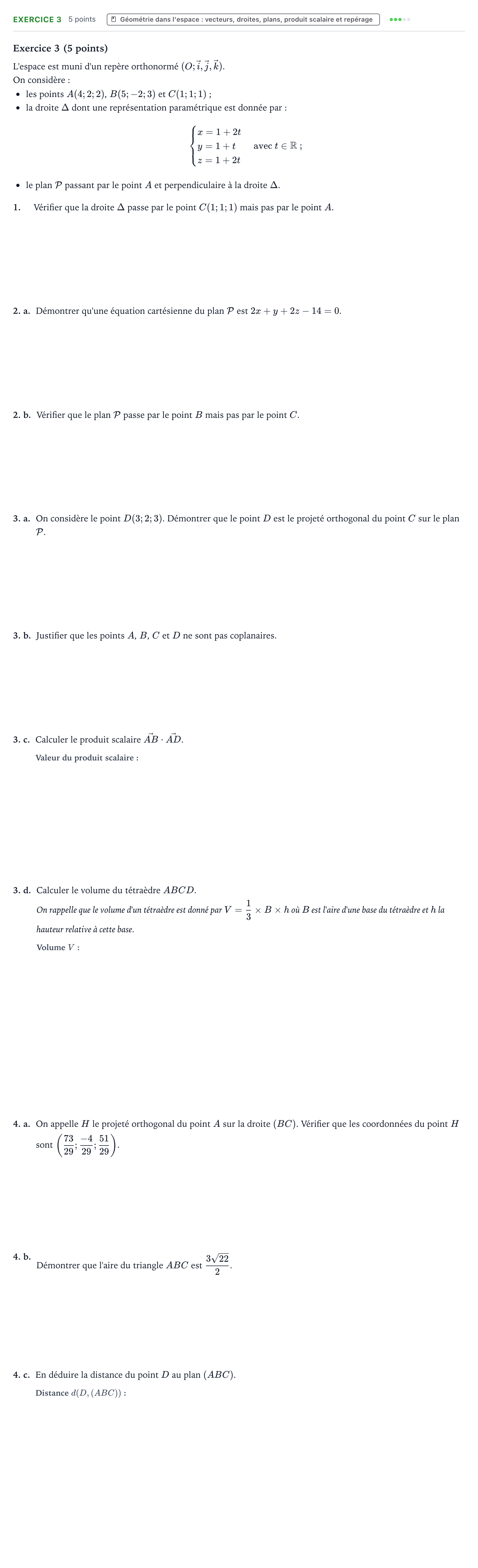 Énoncé: Exercice 3 · Bac Mathématiques Amérique du Nord 2026 (jour 2)