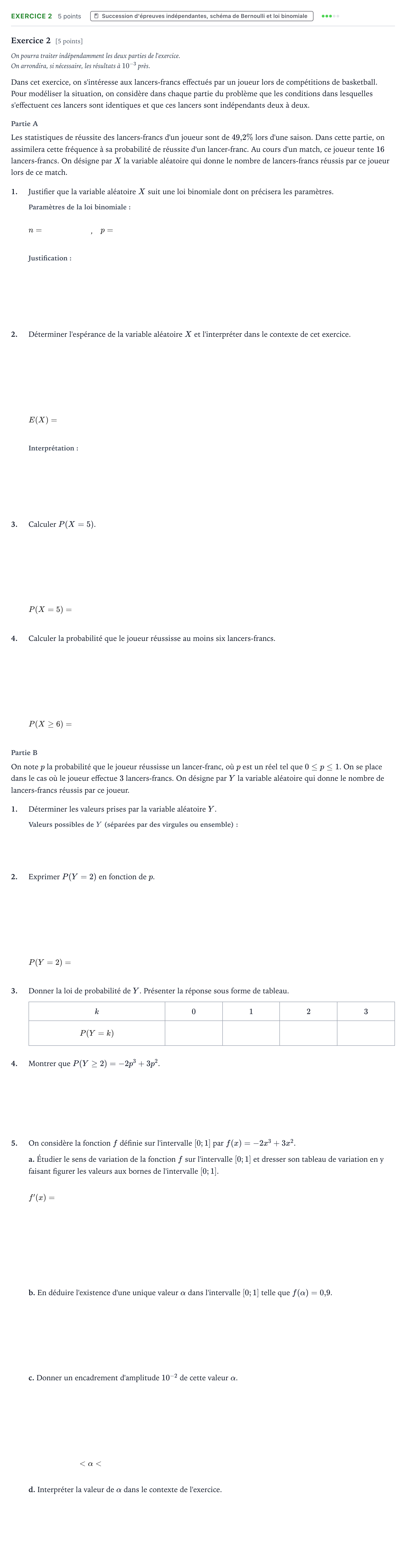 Énoncé: Exercice 2 · Bac Mathématiques Asie 2026 (jour 2)