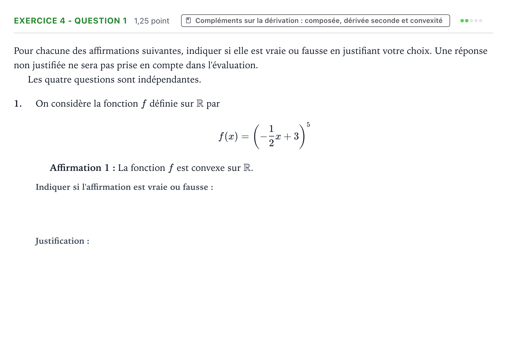 Énoncé: Exercice 4 - Question 1 · Bac Mathématiques Asie 2026 (jour 2)