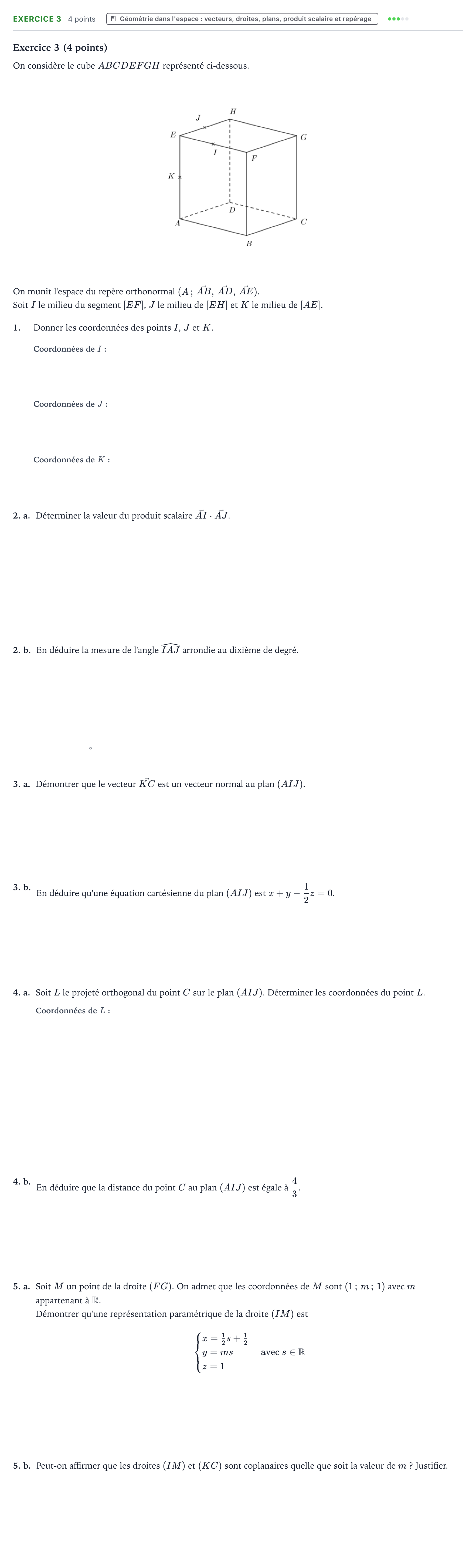 Énoncé: Exercice 3 · Bac Mathématiques Centres étrangers (Afrique) 2026 (jour 1)