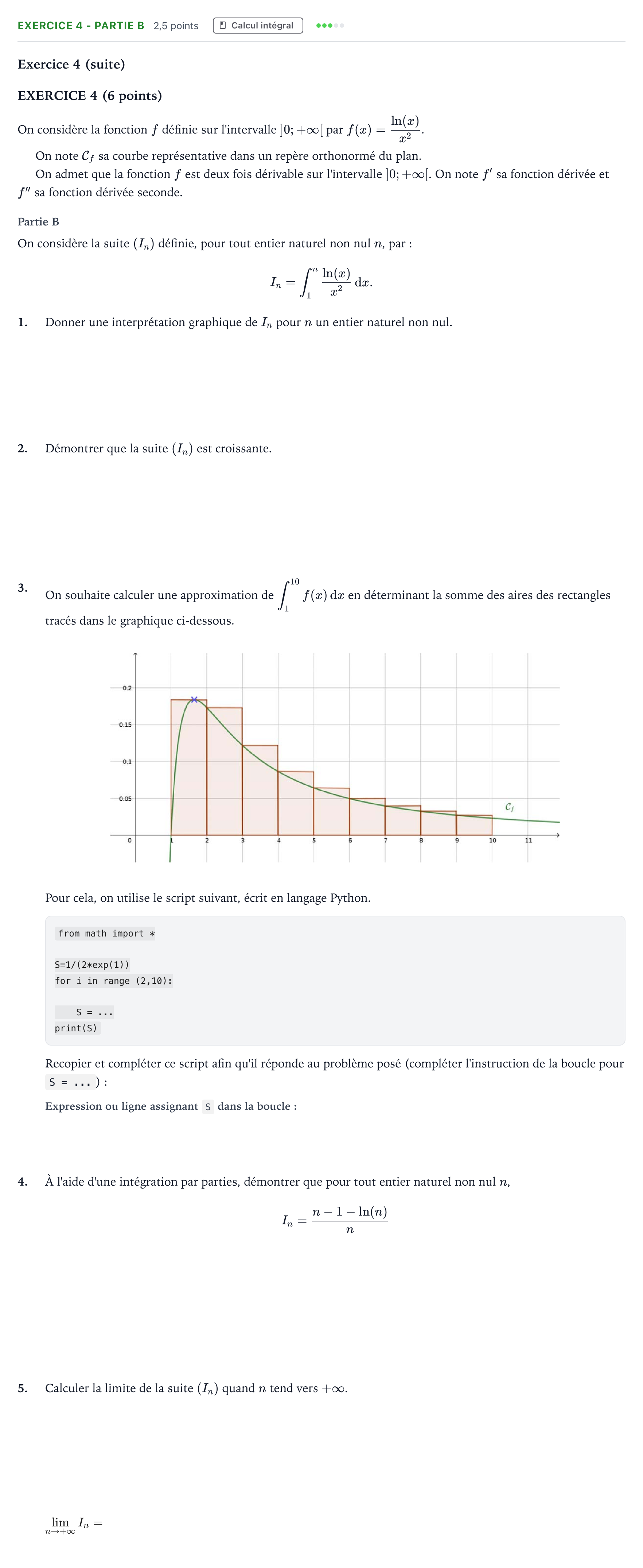 Énoncé: Exercice 4 - Partie B · Bac Mathématiques Centres étrangers (Afrique) 2026 (jour 1)