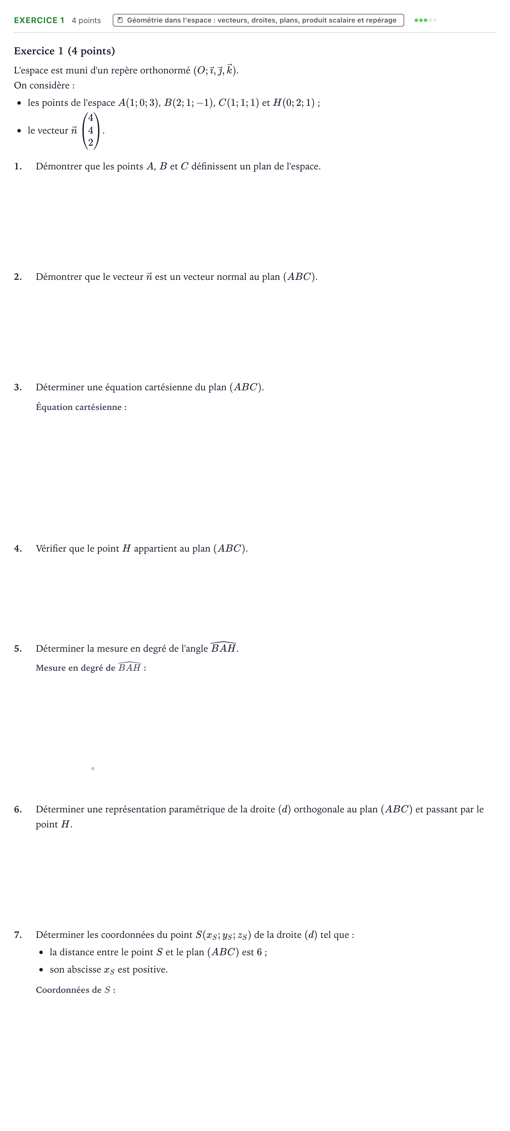 Énoncé: Exercice 1 · Bac Mathématiques Centres étrangers (Afrique) 2026 (jour 2)
