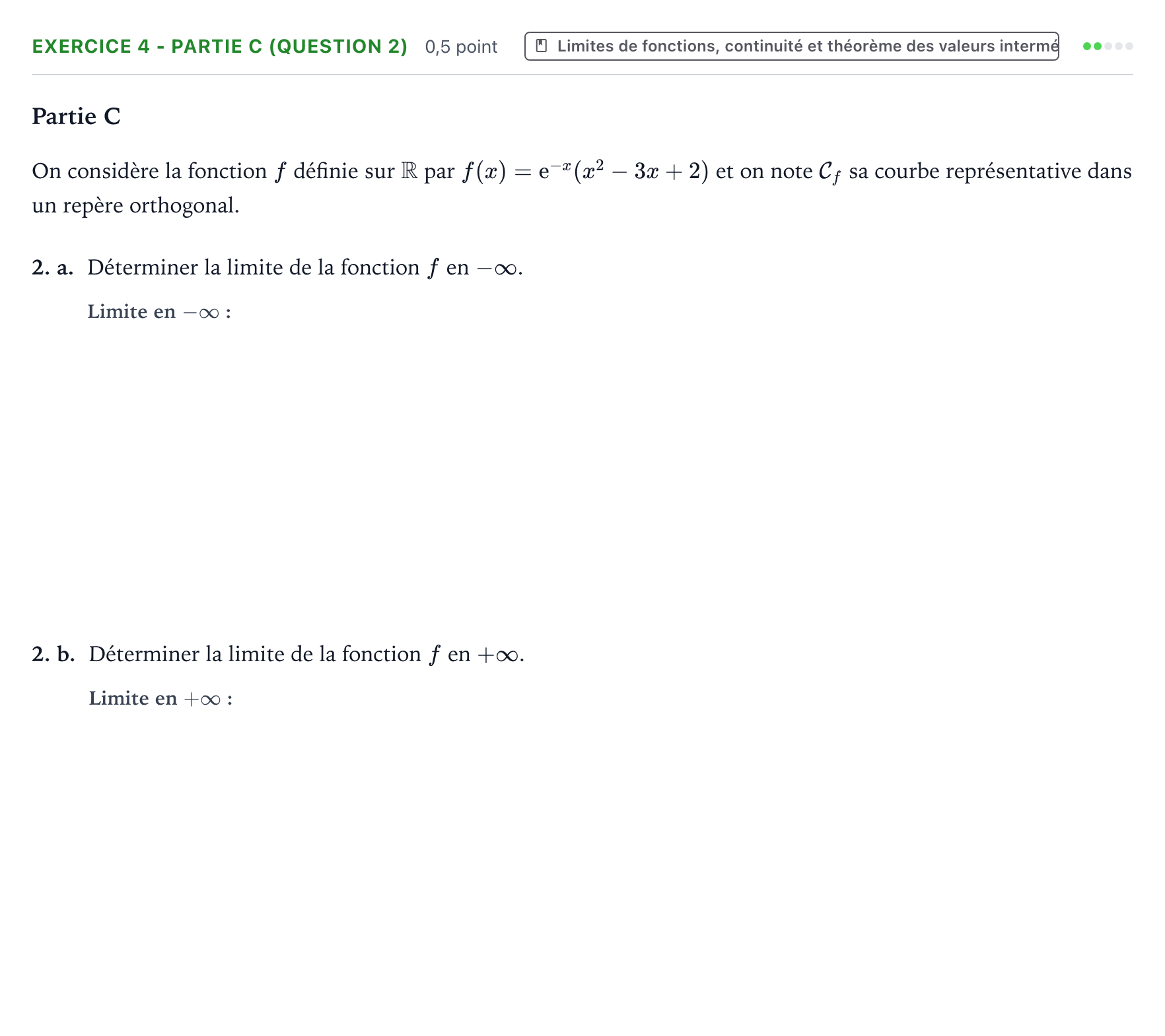 Énoncé: Exercice 4 - Partie C (Question 2) · Bac Mathématiques Centres étrangers (Afrique) 2026 (jour 2)