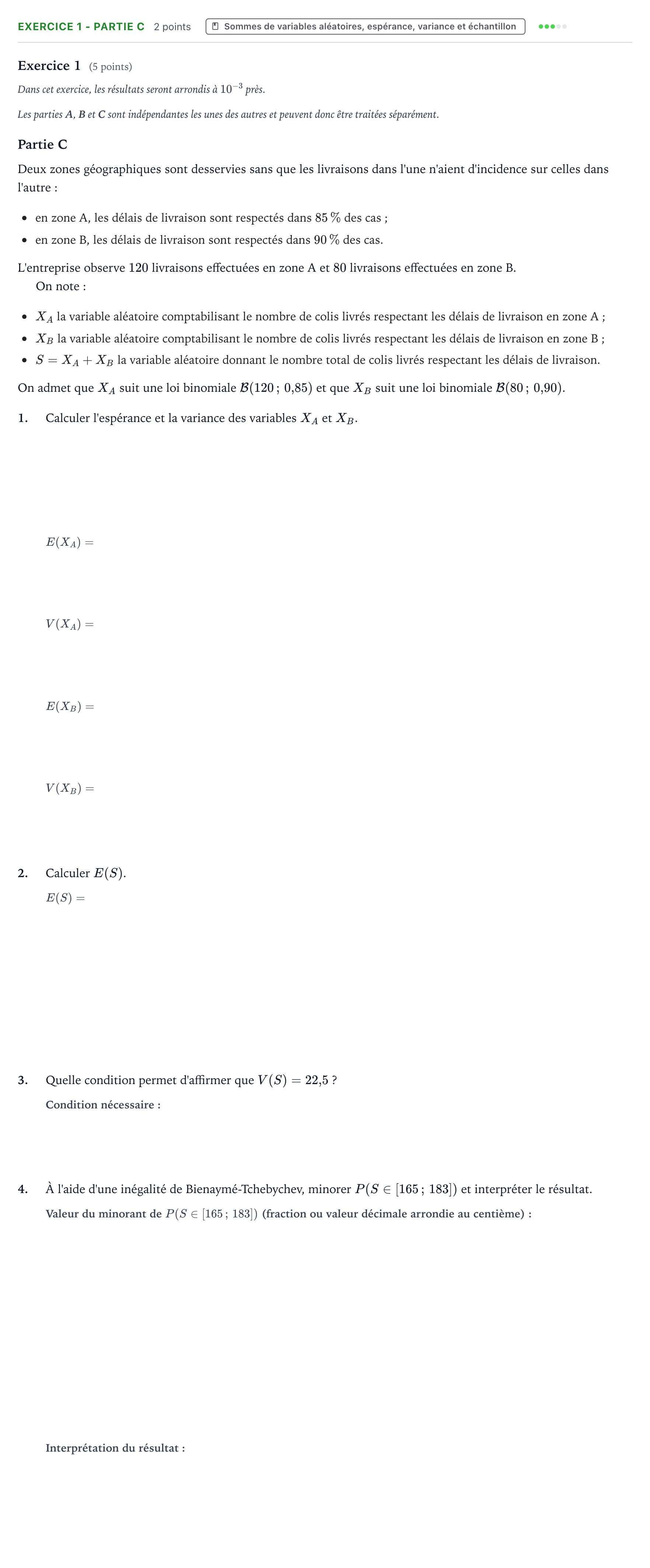 Énoncé: Exercice 1 - Partie C · Bac Mathématiques Métropole 1 remplacement 2026