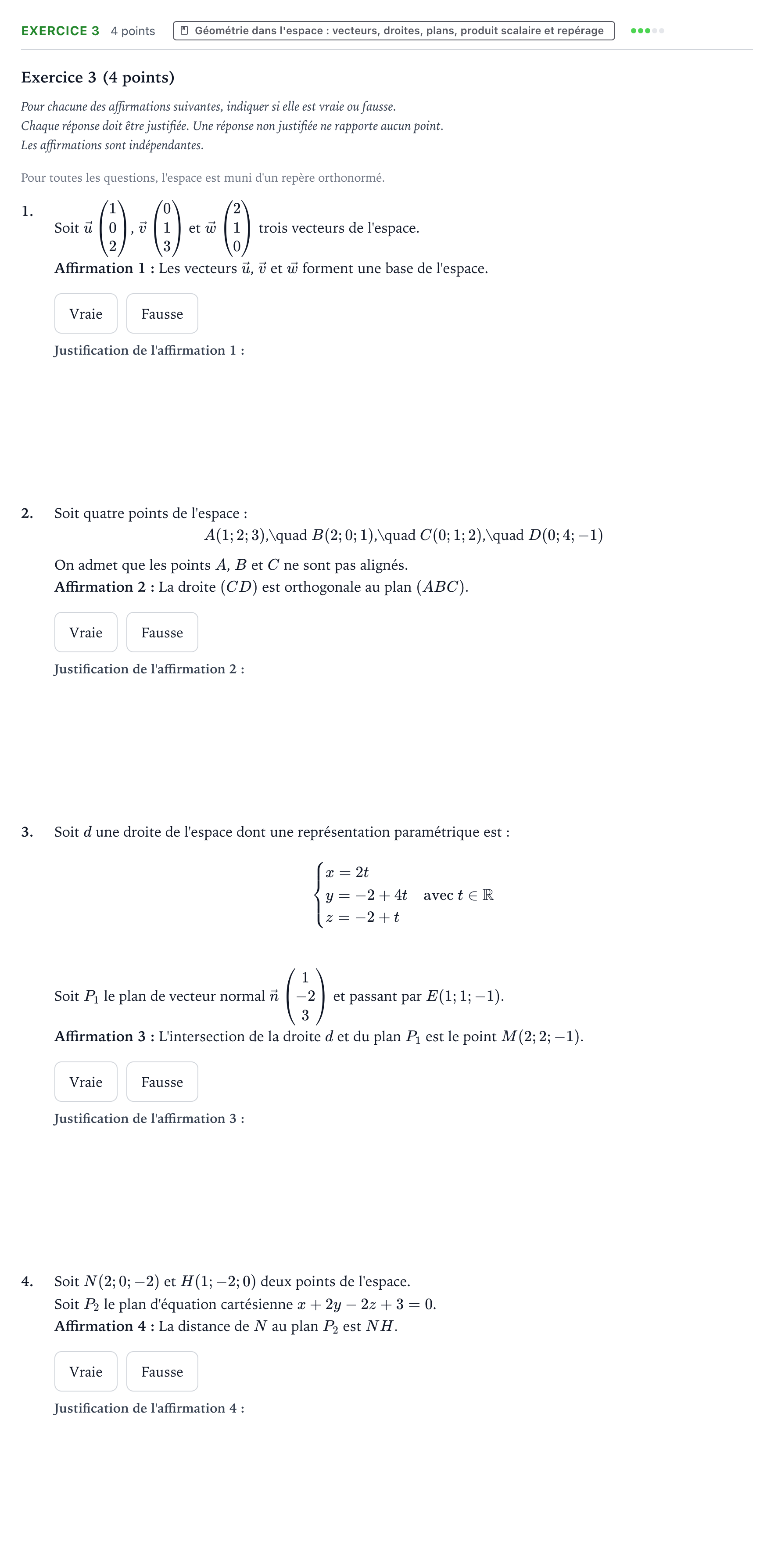 Énoncé: Exercice 3 · Bac Mathématiques Métropole 1 remplacement 2026