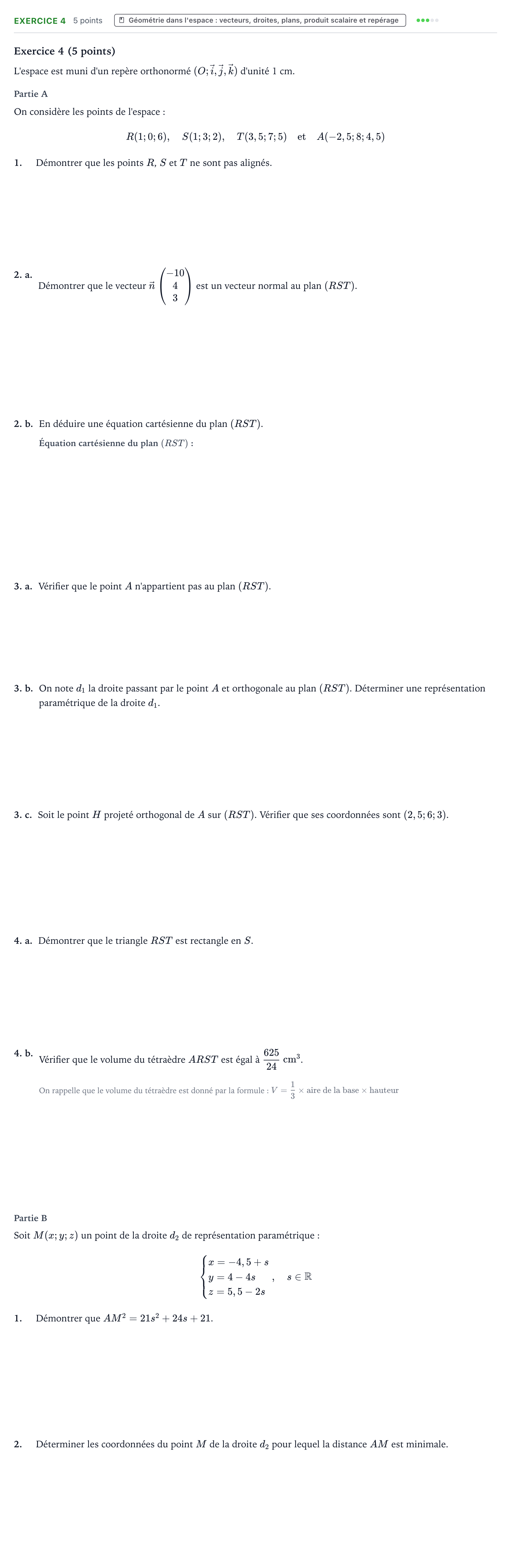 Énoncé: Exercice 4 · Bac Mathématiques Métropole 2 remplacement 2026