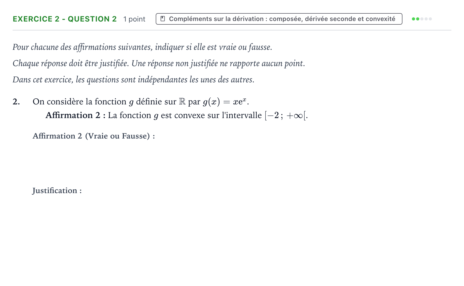 Énoncé: Exercice 2 - Question 2 · Bac Mathématiques Polynésie 2026 (jour 1)