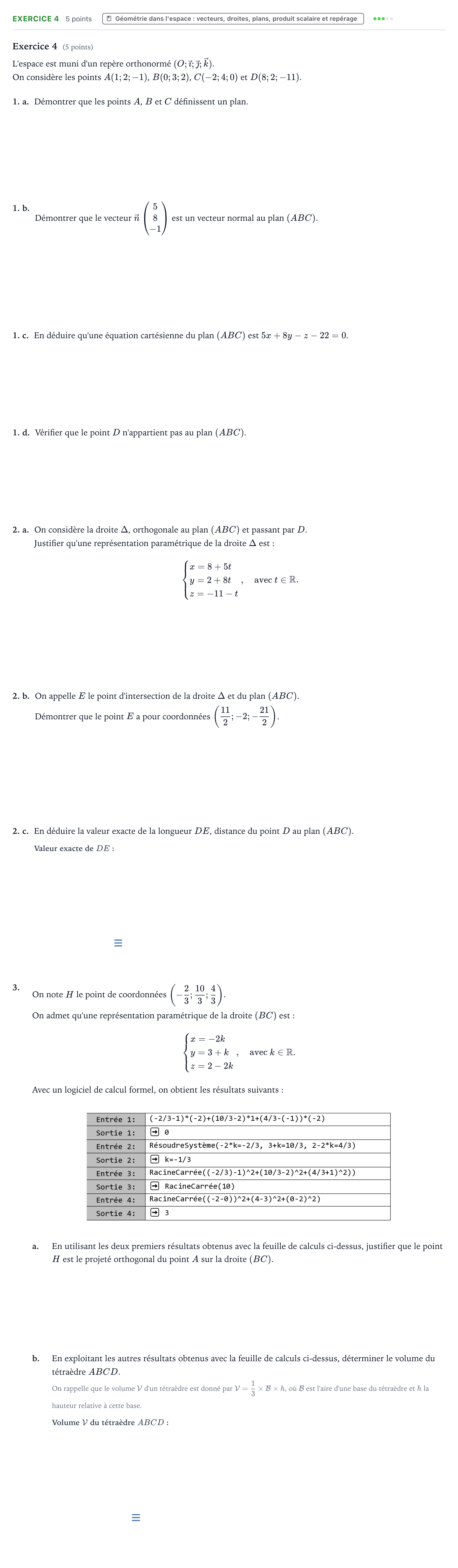 Énoncé: Exercice 4 · Bac Mathématiques Polynésie 2026 (jour 1)