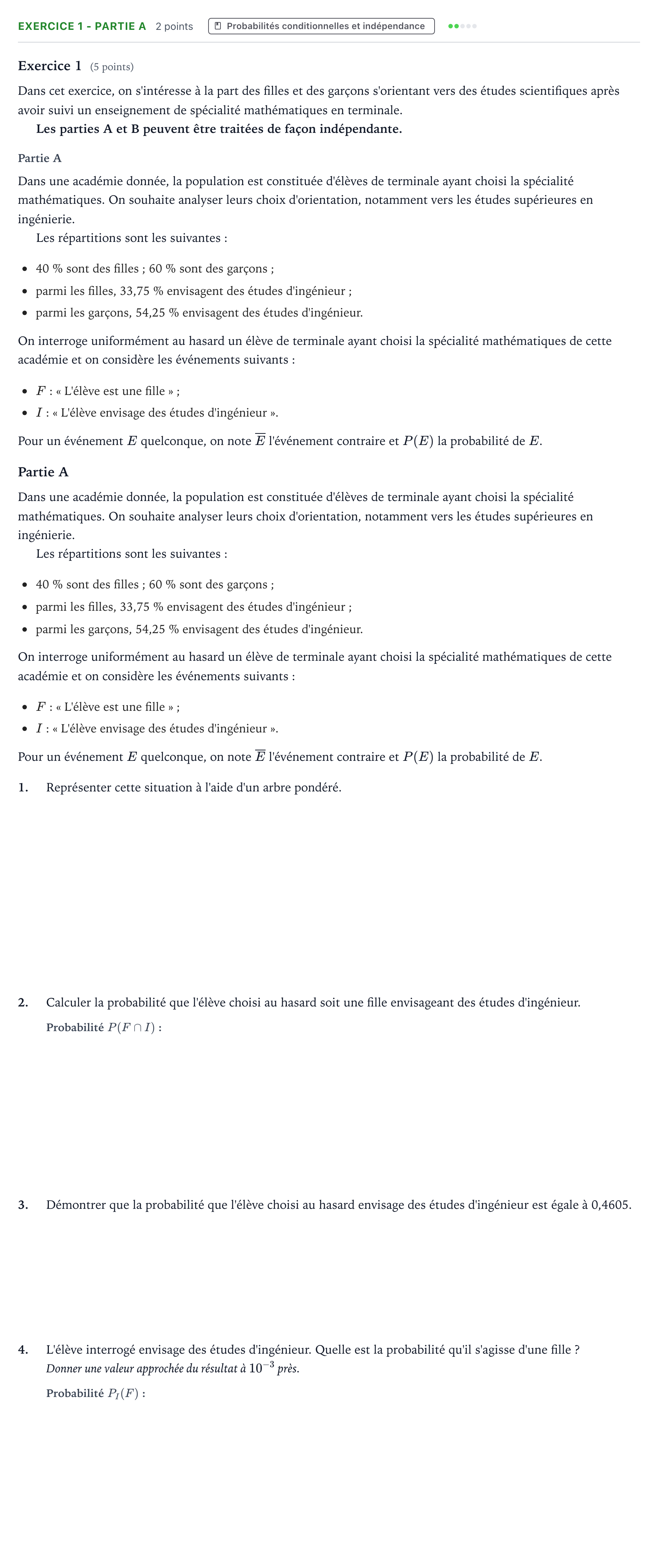 Énoncé: Exercice 1 - Partie A · Bac Mathématiques Polynésie 2026 (jour 2)
