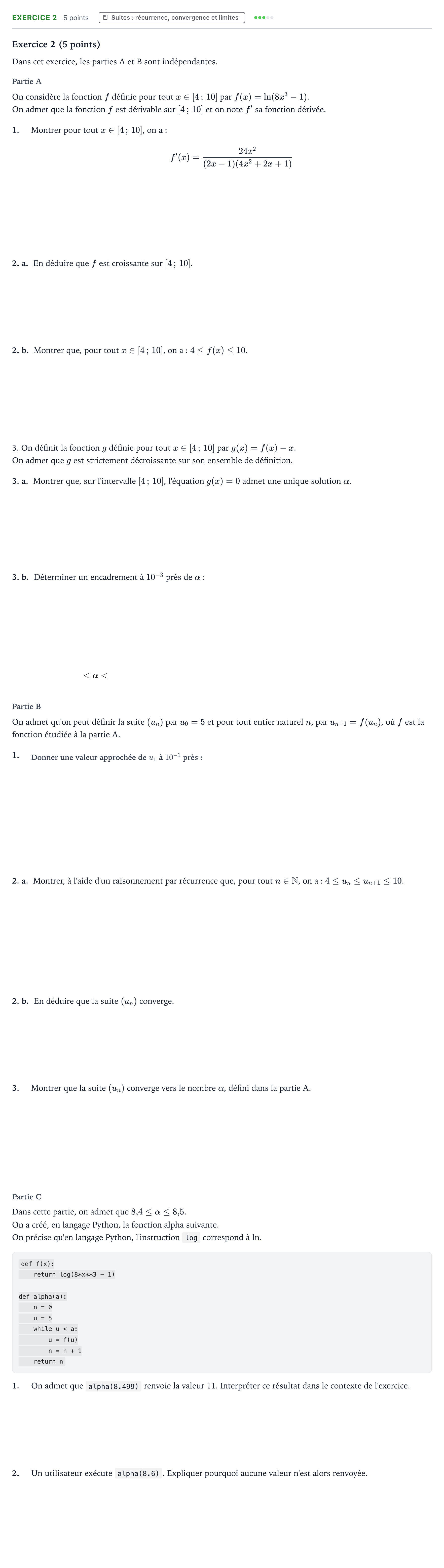 Énoncé: Exercice 2 · Bac Mathématiques Polynésie 2026 (jour 2)