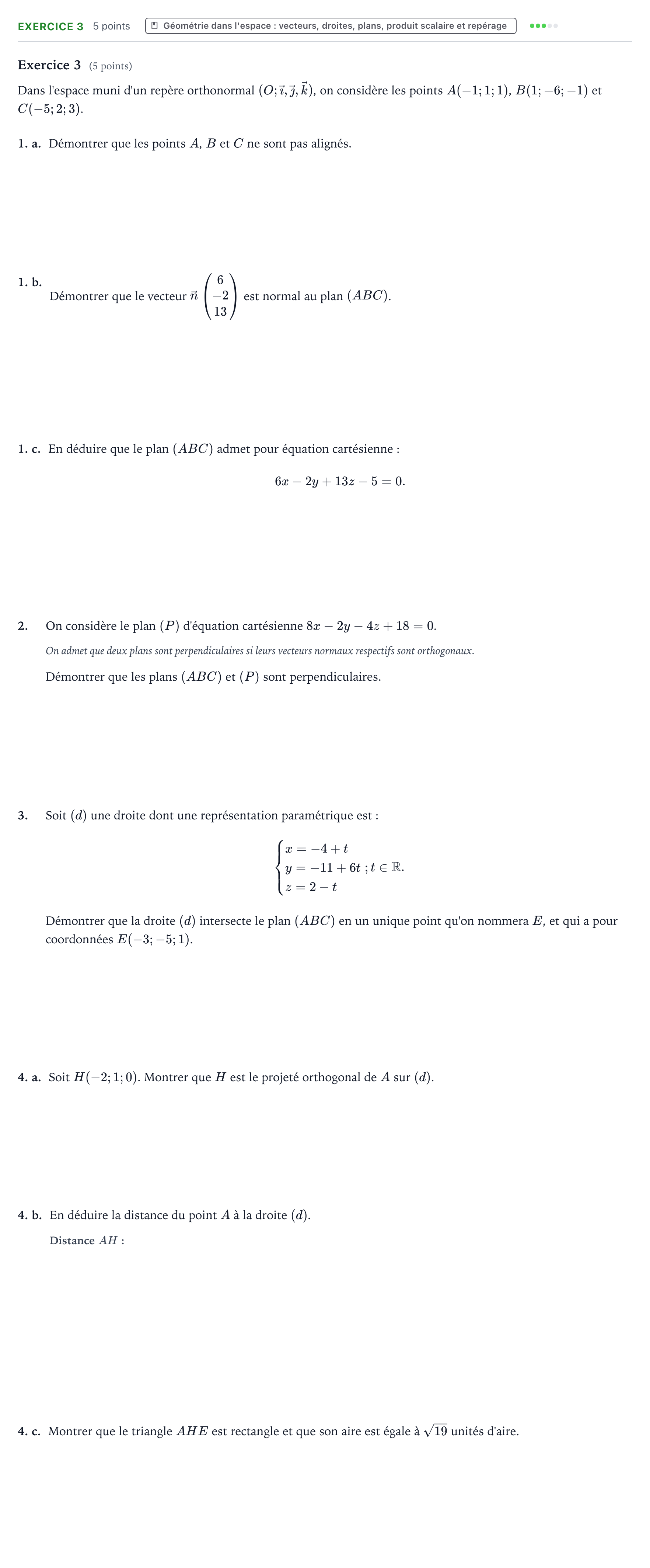 Énoncé: Exercice 3 · Bac Mathématiques Polynésie 2026 (jour 2)