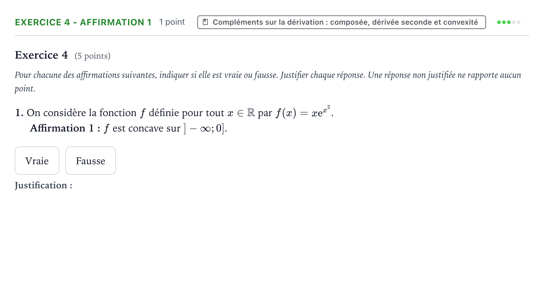 Énoncé: Exercice 4 - Affirmation 1 · Bac Mathématiques Polynésie 2026 (jour 2)