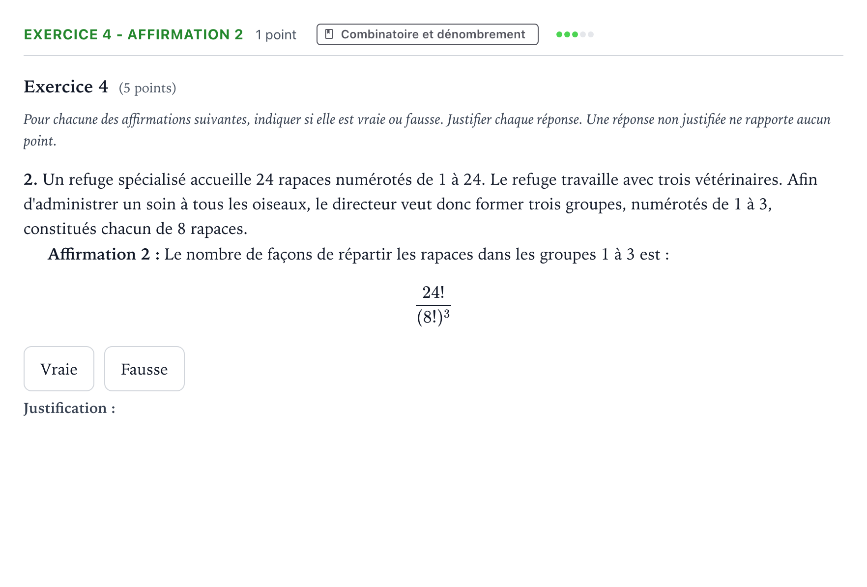 Énoncé: Exercice 4 - Affirmation 2 · Bac Mathématiques Polynésie 2026 (jour 2)