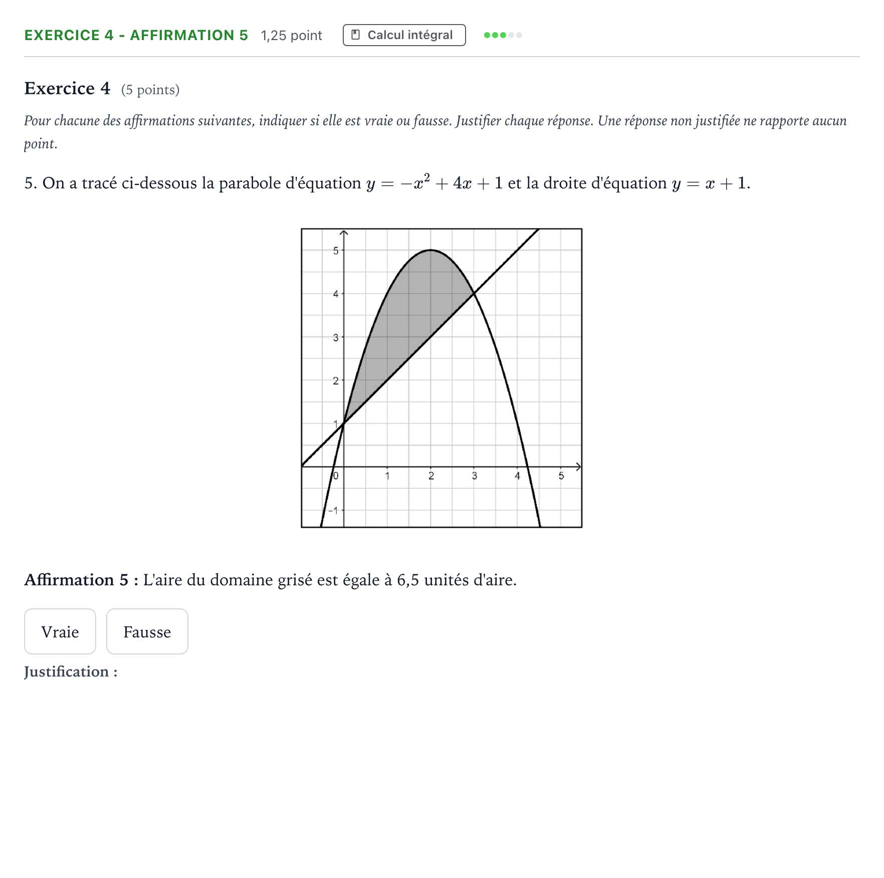 Énoncé: Exercice 4 - Affirmation 5 · Bac Mathématiques Polynésie 2026 (jour 2)