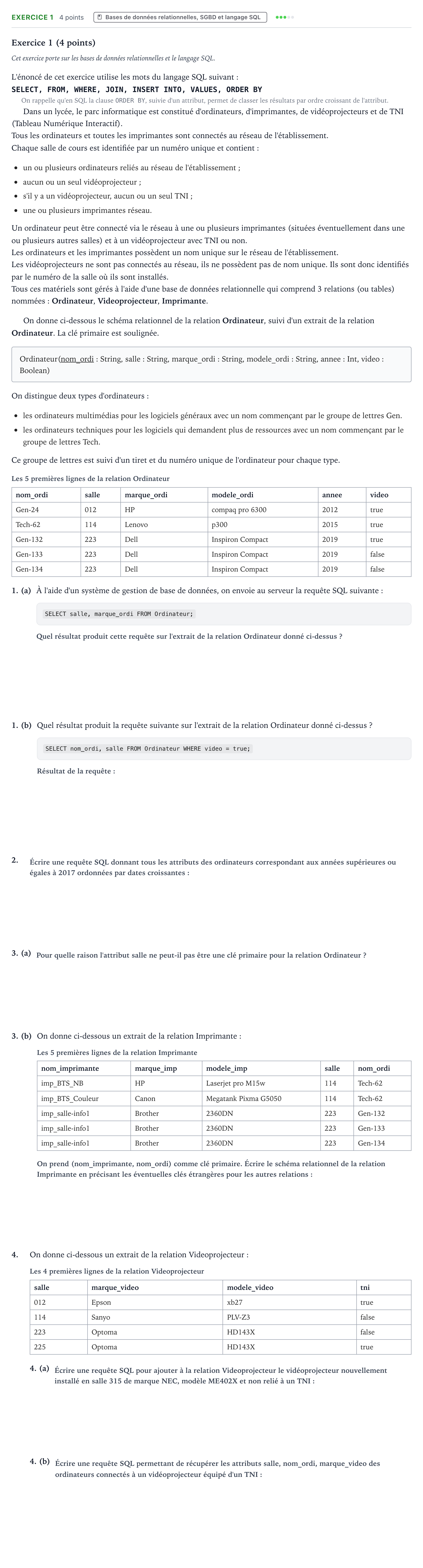 Énoncé: Exercice 1 · Bac Numérique et Sciences Informatiques Amérique du Nord 2021 (jour 1)