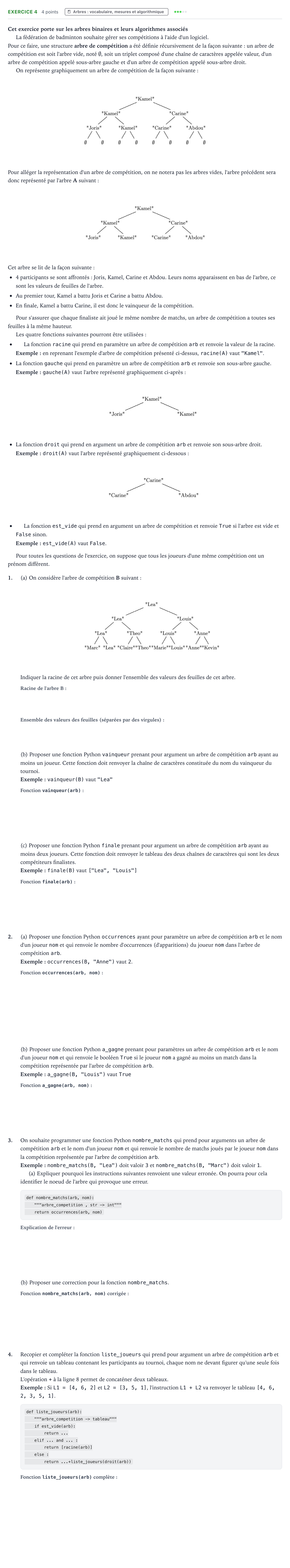 Énoncé: Exercice 4 · Bac Numérique et Sciences Informatiques Amérique du Nord 2021 (jour 1)